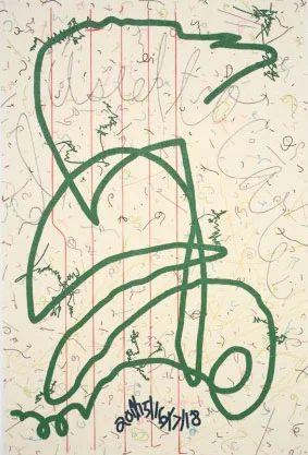 JAMES GOBEL , I Used To/Still Care , 2014-16. Felt, acrylic, yarn, and embroidery thread on canvnas, 58 x 42 in. 