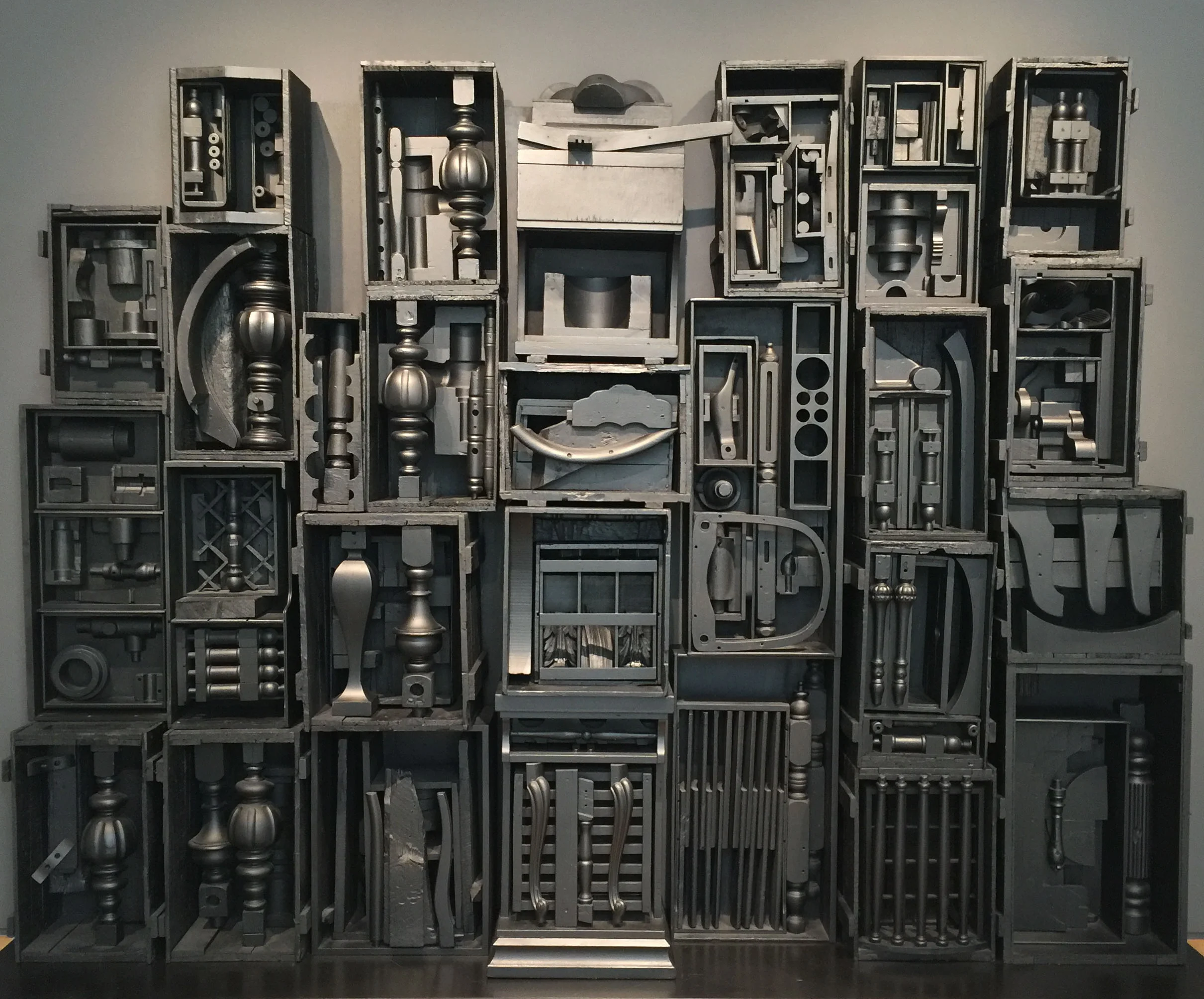 LOUISE NEVELSON, Untitled, 1964 I love the satiny black of this piece, which reads almost like graphite. Once your eyes adjust to the value scale, the whole piece comes into focus. 