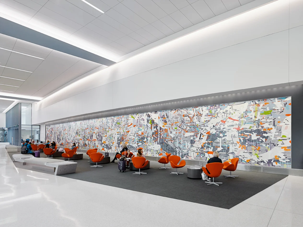 Untitled (Large Variation), 2015 Ceramic mosaic 10' x 109' San Francisco International Airport Photo: Joe Fletcher