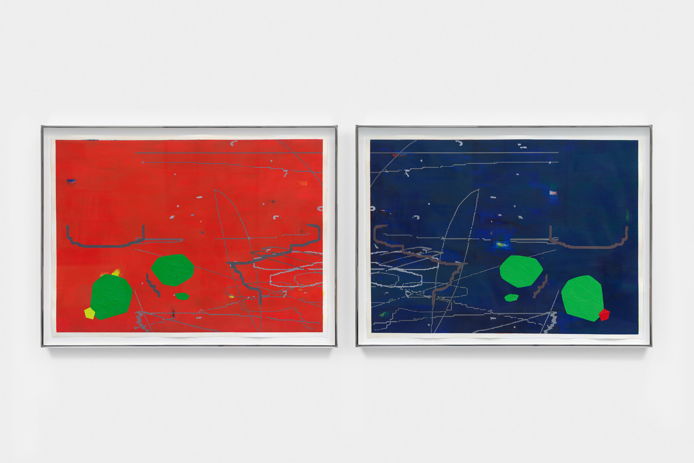   Variation: Pictograms I &amp; II,  2014 Oil on prepared paper Each 23 x 30 inches 
