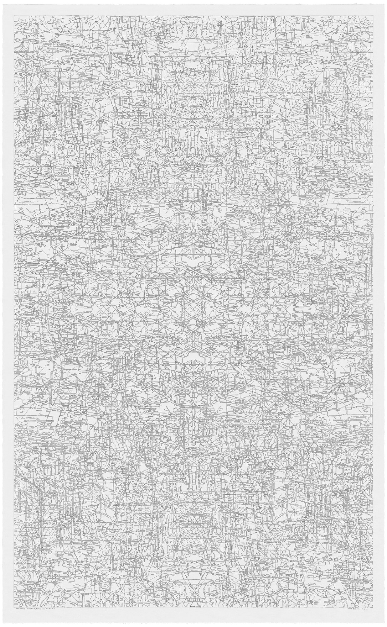  Schematic: Fourfold, Flanking Position I,  2020 Graphite on Rising Stonehenge Paper  Image size: 69 x 42; paper size: 72 x 44 ½ inches  