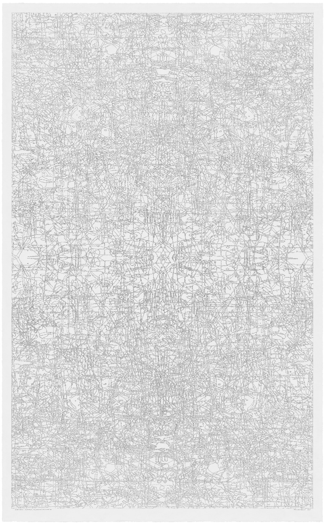  Schematic: Fourfold, Flanking Position III,  2020 Graphite on Rising Stonehenge Paper  Image size: 69 x 42; paper size: 72 x 44 ½ inches  