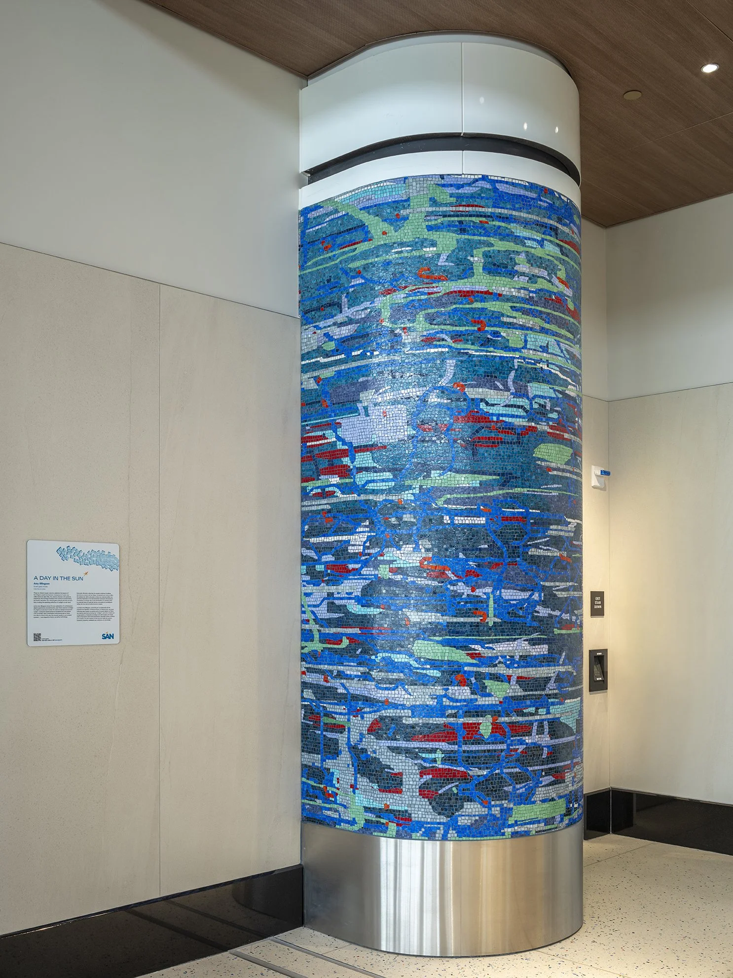 A Day in the Sun , 2025 Glass mosaic on six columns, terrazzo floor Each 54 inches in diameter, 120 inches high New Terminal 1 San Diego International Airport