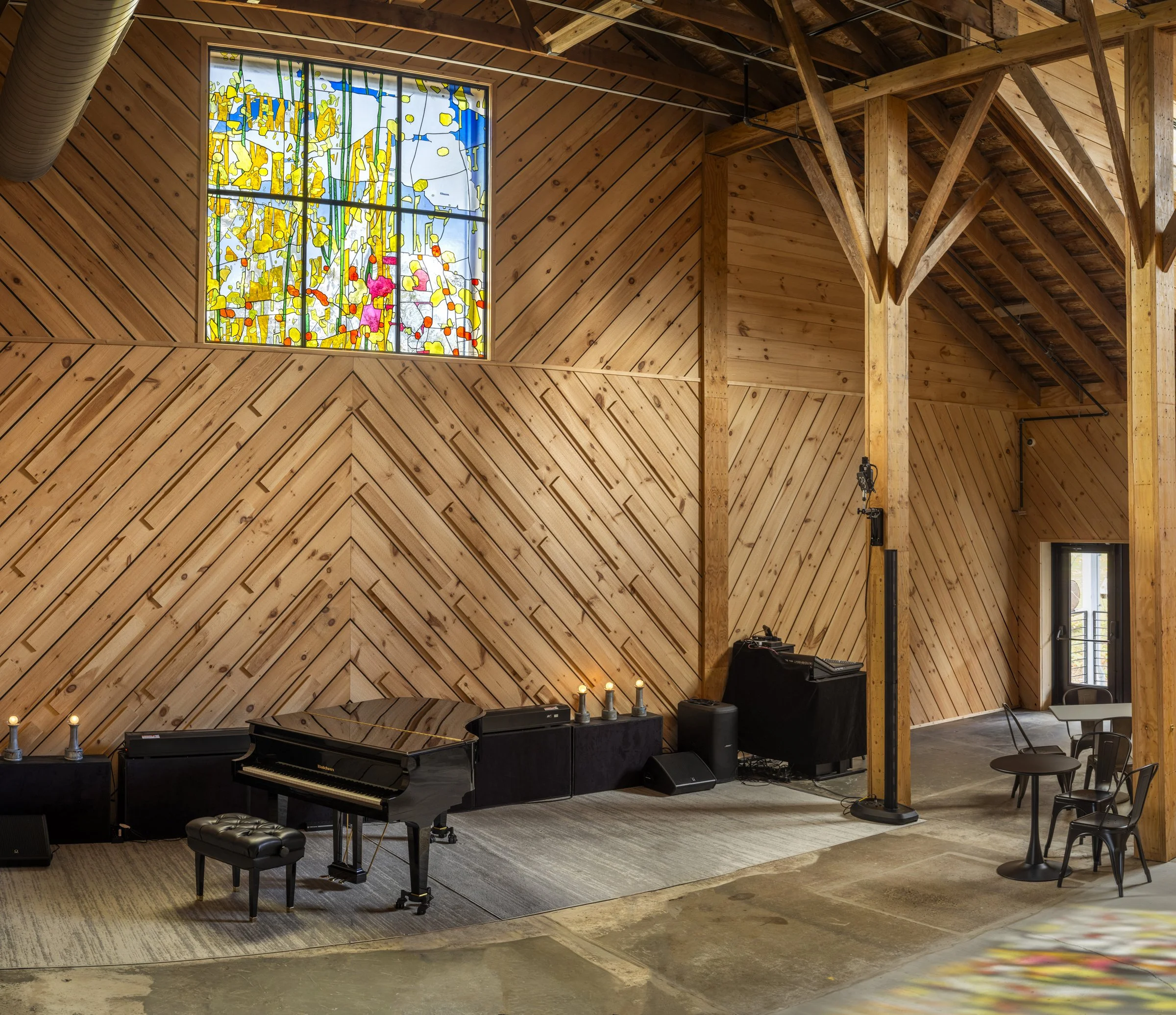   Fenestra Molendini,  2025 The Mill, Westport,, NY  Stained glass  96 × 96 inches  