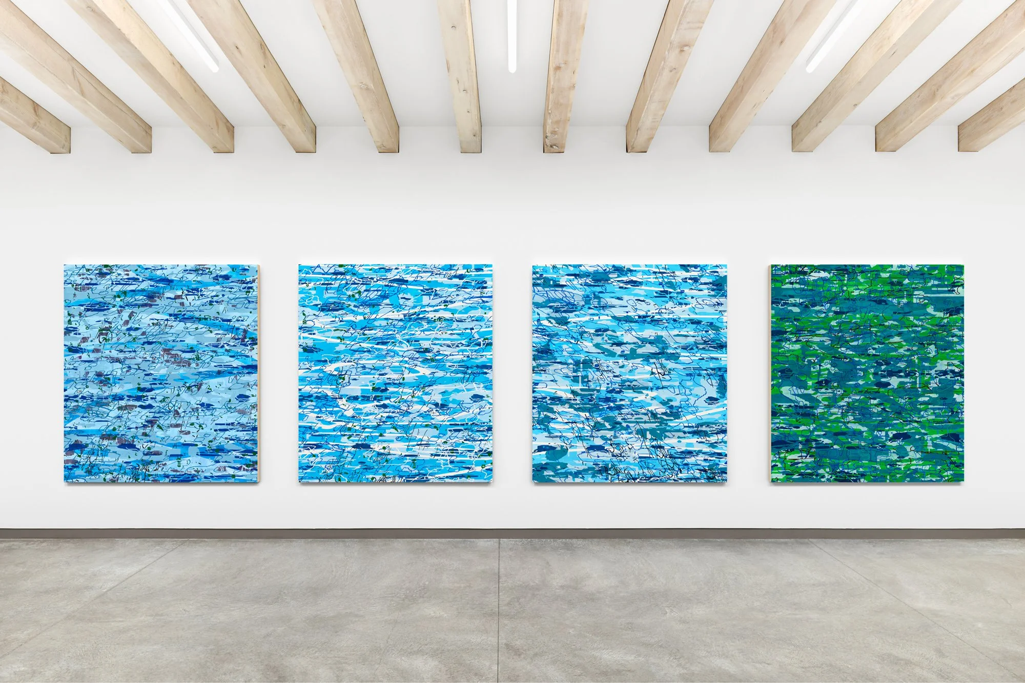   Notation Cycle: V-VIII,  2025 Oil on linen on panel Each 98 × 88 inches  