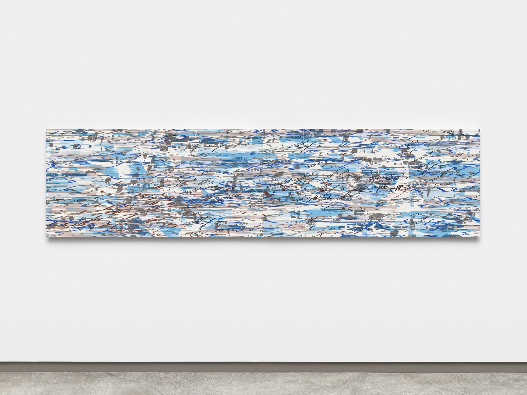   Notation Cycle: IX,  2025 Oil on linen on two panels 42 × 168 inches  