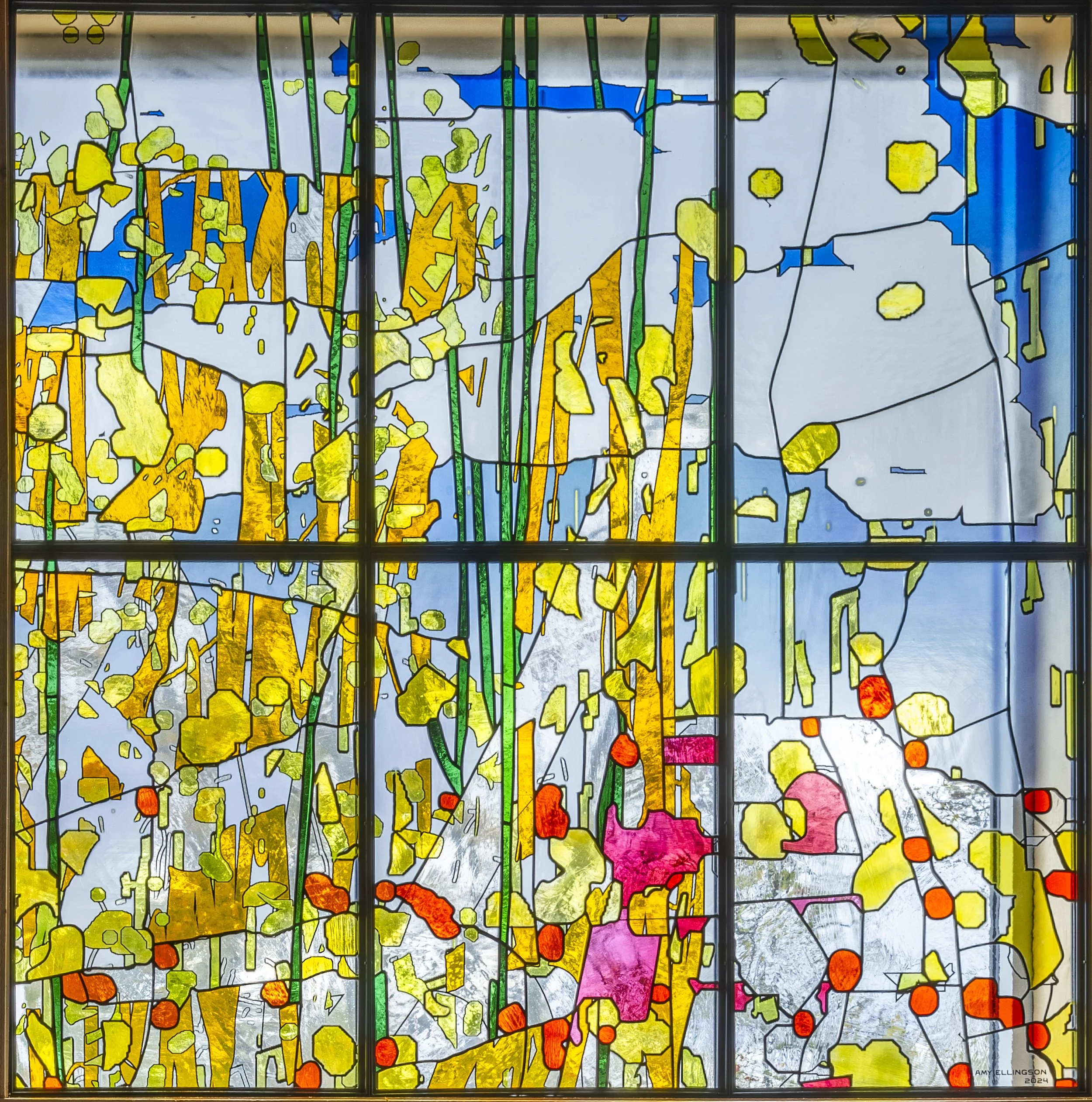   Fenestra Molendini,  2025 The Mill, Westport,, NY  Stained glass  96 × 96 inches  