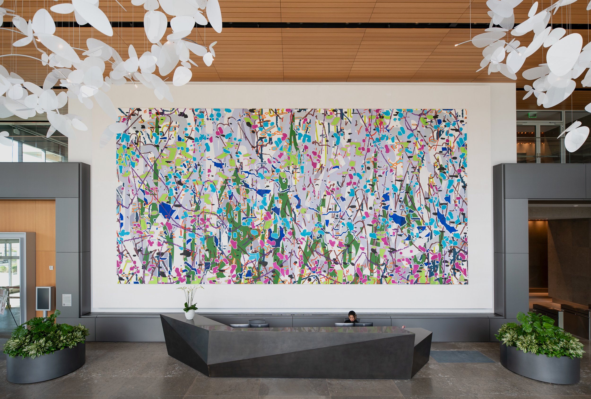   Code Garden,  2025 Assembly Innovation Park Somerville, MA Oil on four canvases  20 × 40 feet  