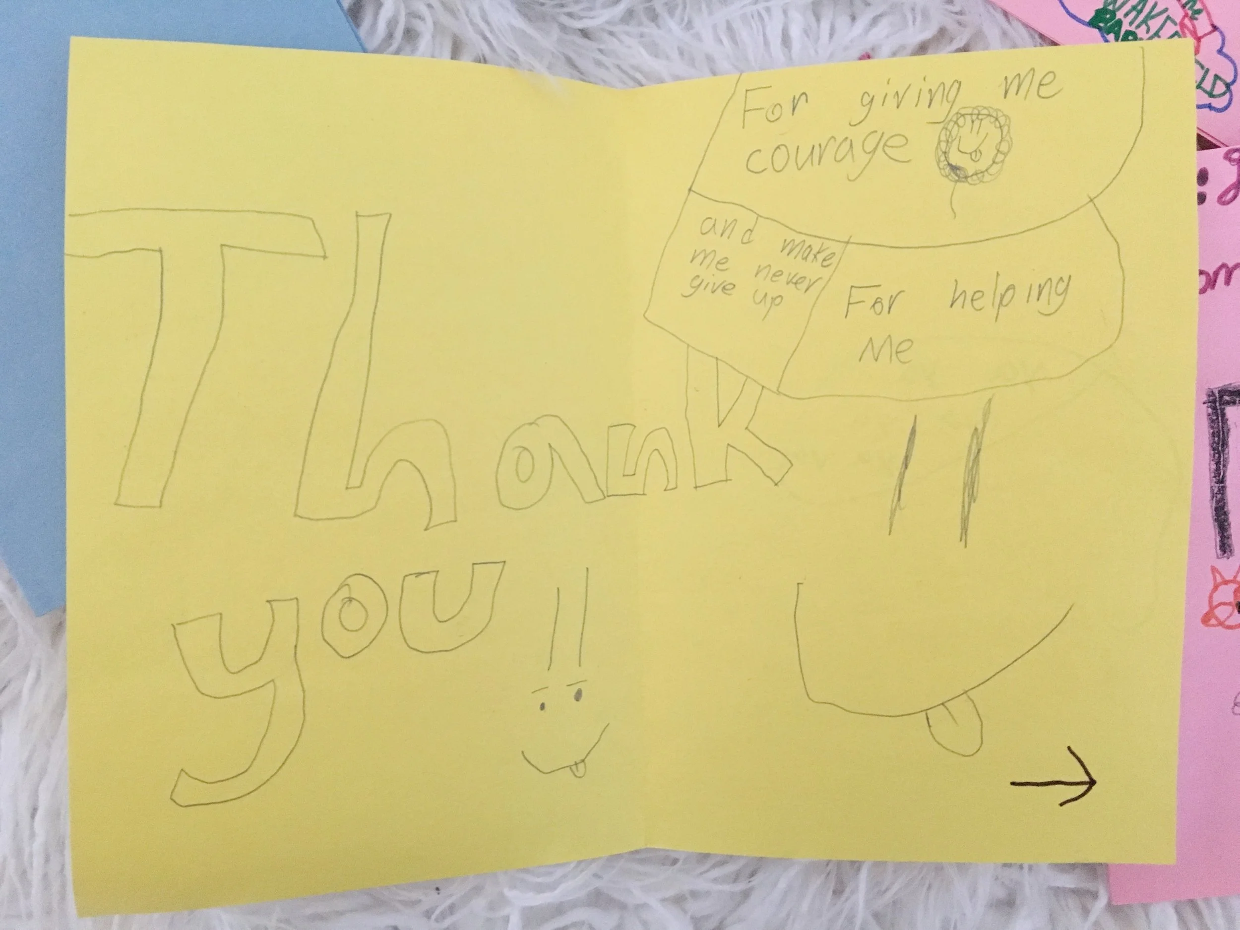 A special thank you note from one of the students from Ms. Her's class. 