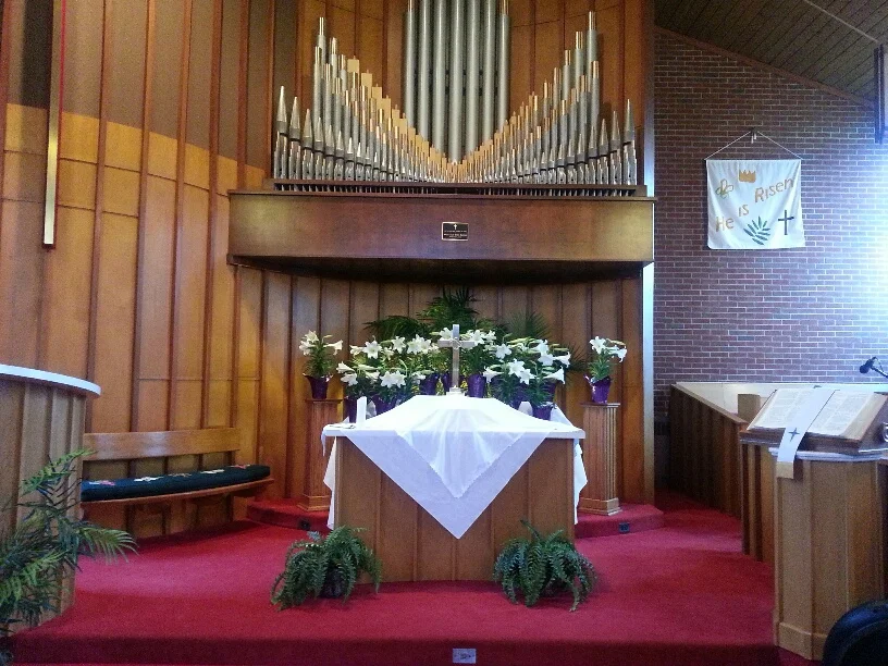 The altar adorned for Easter