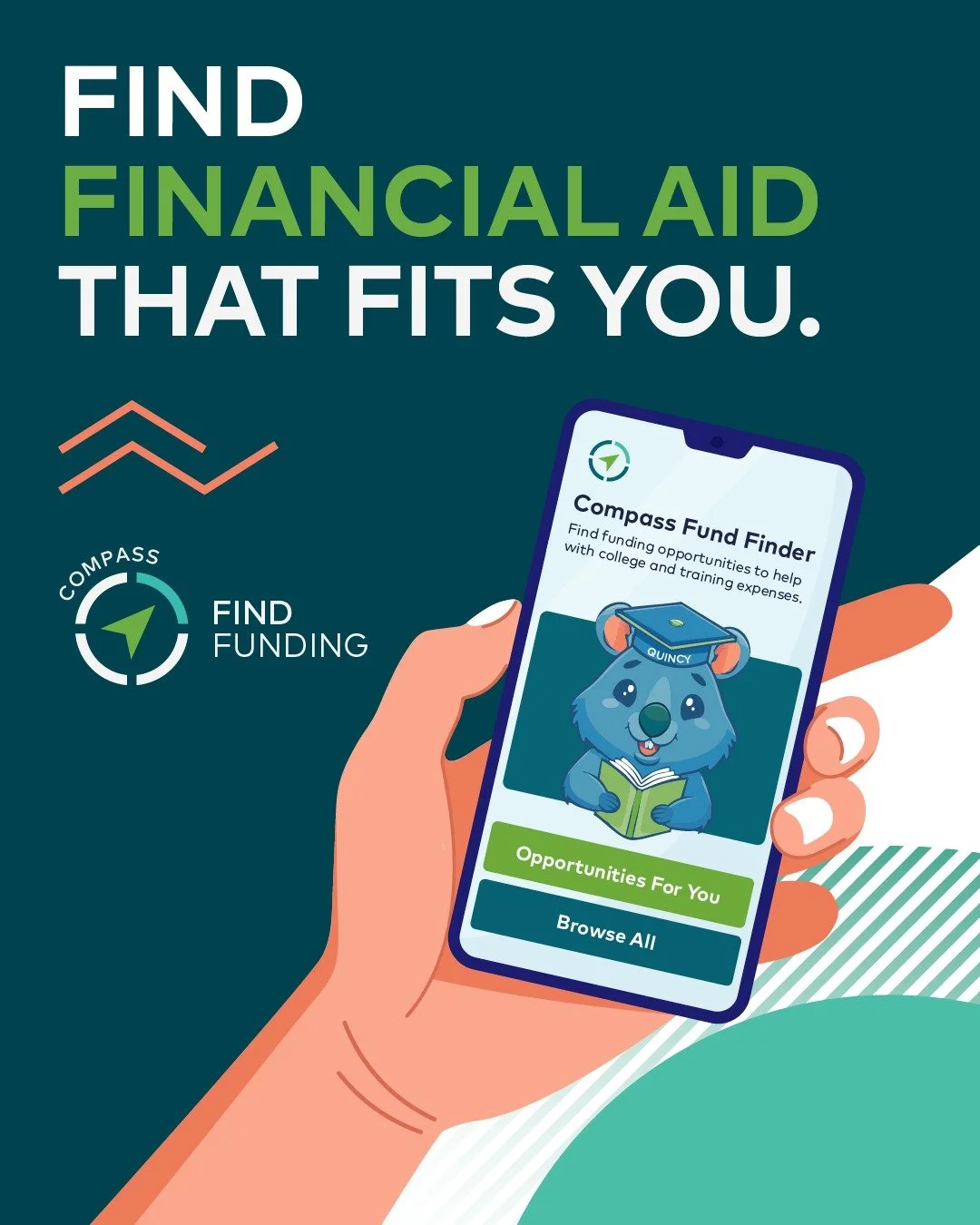 Finding funding for college or training just got easier. 🎓

The new Compass Fund Finder from Questa Education Foundation helps students discover scholarships, grants, and other funding opportunities that match their goals.

Start matching today at c