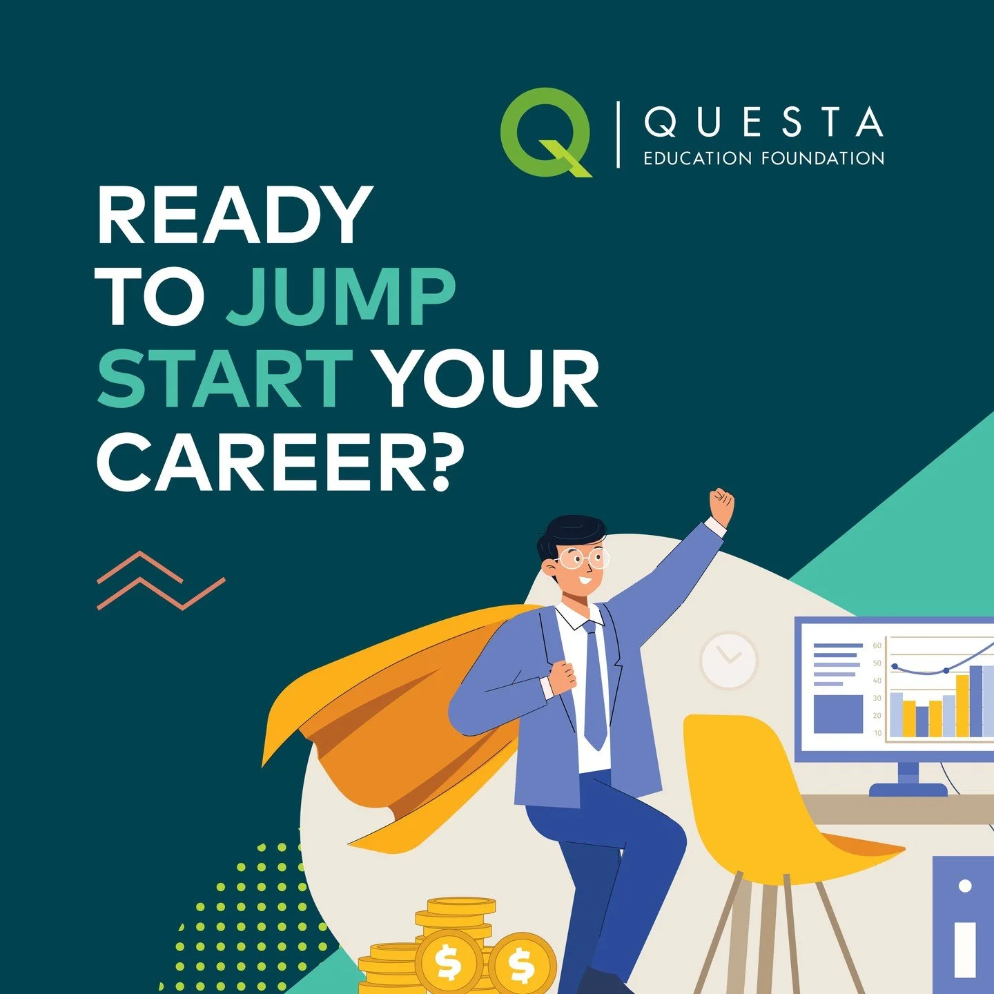 We can help fund your education through a forgivable loan. Complete your degree or training, then work for a participating employer to earn up to 100% loan forgiveness on your Questa loan.

Find a Career Scholar program that&rsquo;s right for you. Le