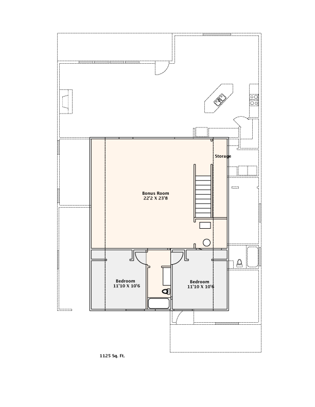 1125 Sq. Ft. Upstairs Click above to download & Print