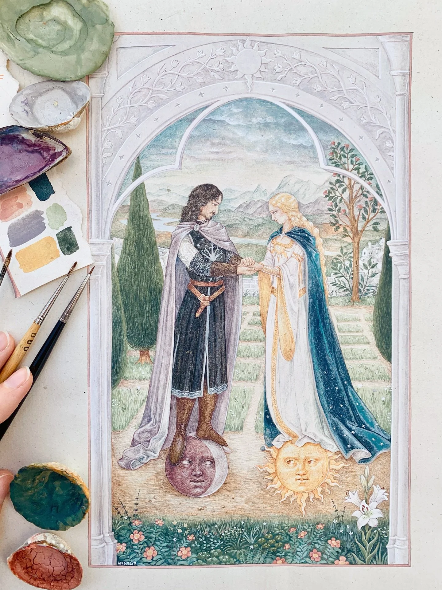 The lunar man and the solar woman 🌚🌞
I said I would complete &Eacute;owyn&rsquo;s arc after my last painting because being the shieldmaiden who takes down the witch-king is just part of her story and my girl deserves her happily ever after ❤️
I lov