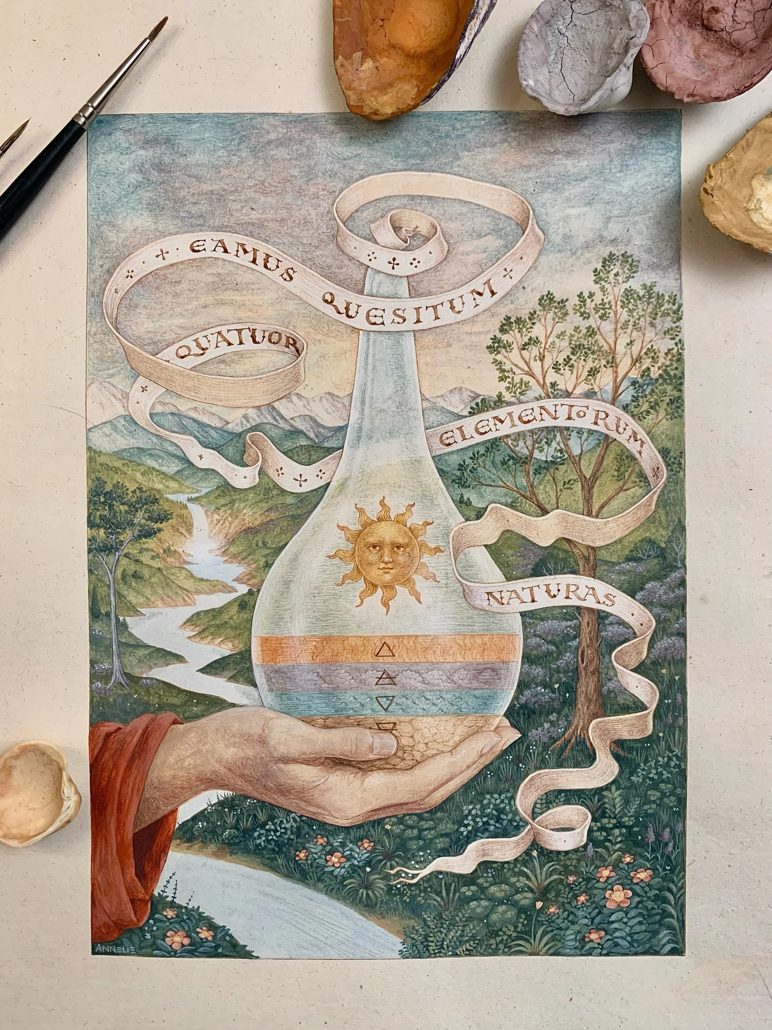 Happy to finally share this little piece which is now on view at @havengallery until June 21st 
What a joy this was to work on 🌞🌸

Elementorum 
14.2cm x 21cm
Handmade opaque watercolours on hemp paper