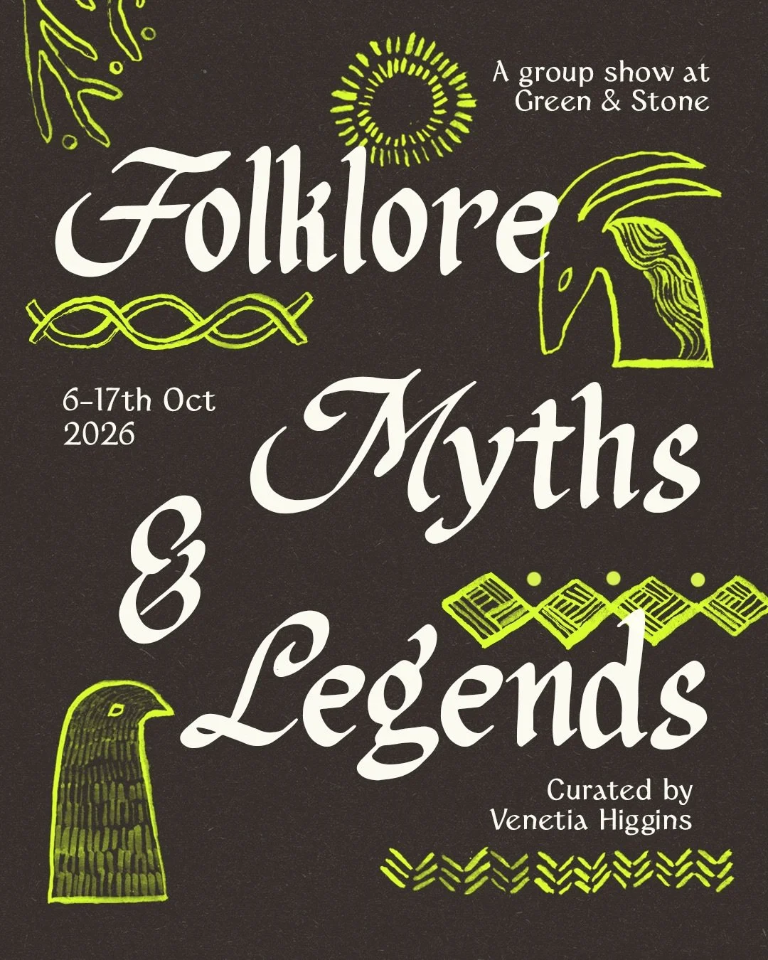 Excited, humbled, honoured to be a part of the incredible line up of artists and makers in this group show curated by theee brilliant @venetiahiggins 🧚&zwj;♀️ 
&nbsp;
This October, Folklore, Myths &amp; Legends brings together 36 contemporary artist