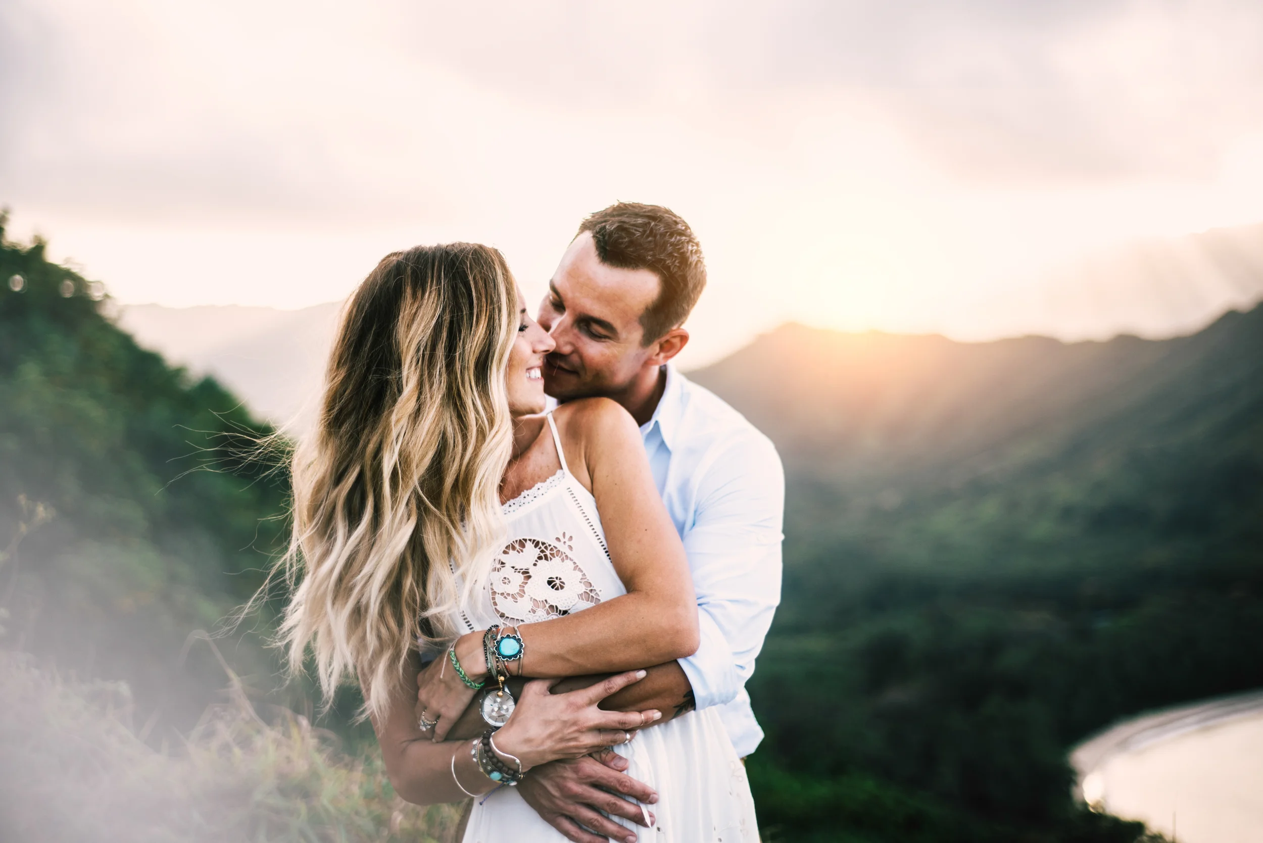 Lush Green Hawaii Elopement Portraits at Sunset Photographed by Big Sur Wedding Photographers Tessa Tadlock 