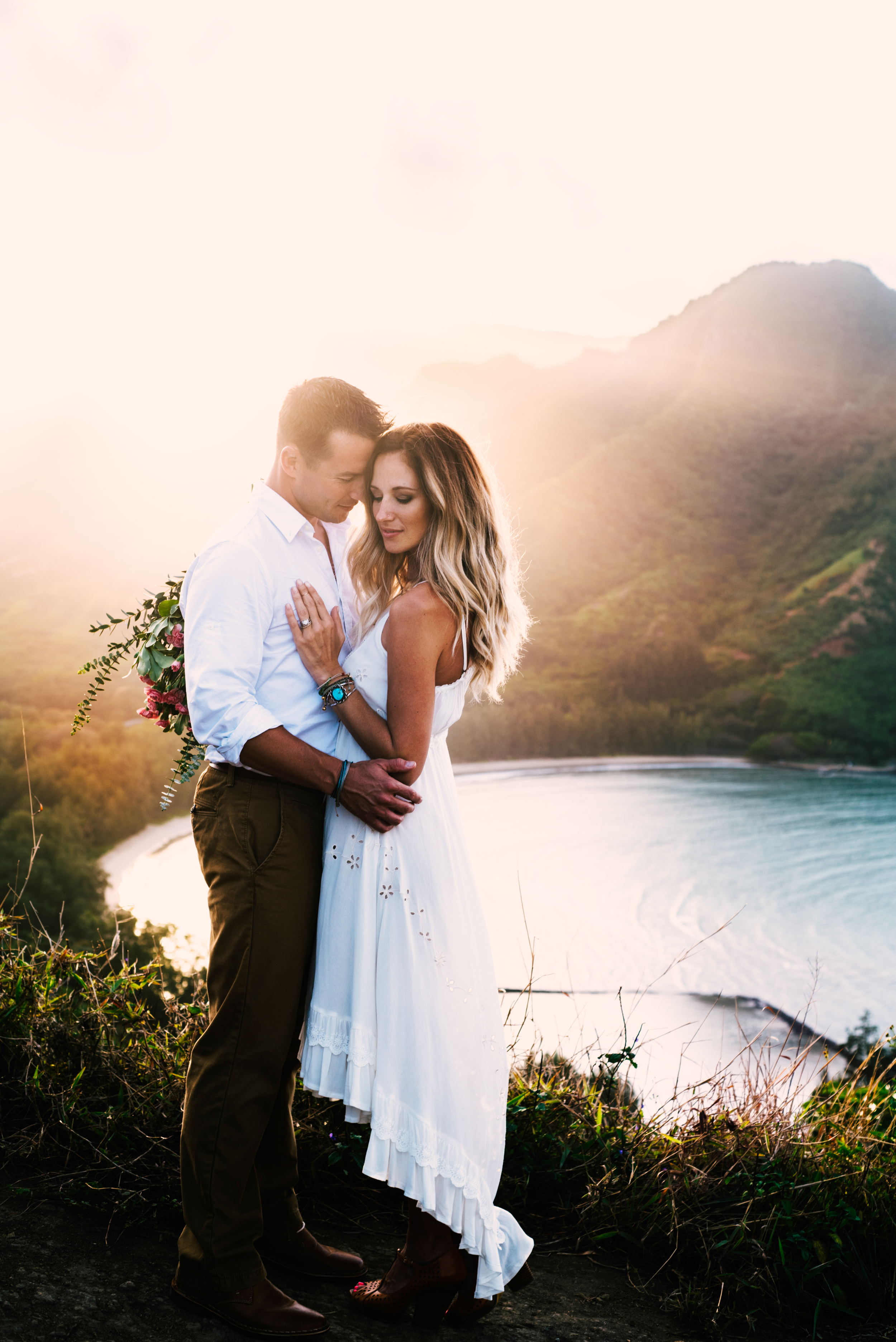 Hawaii mountain top elopement at sunset with couple portraits photographed by Big Sur Wedding Photographers Tessa Tadlock 