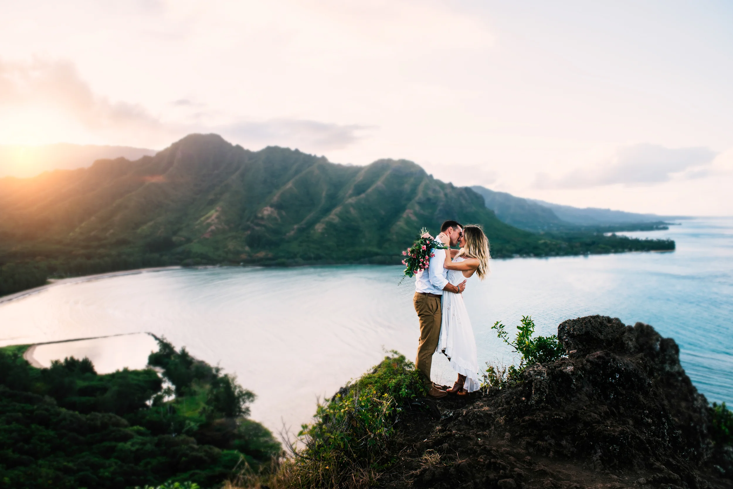 Cliffside Hawaii Elopement with Lush Greenery Photographed by Big Sur Wedding Photographers Tessa Tadlock 