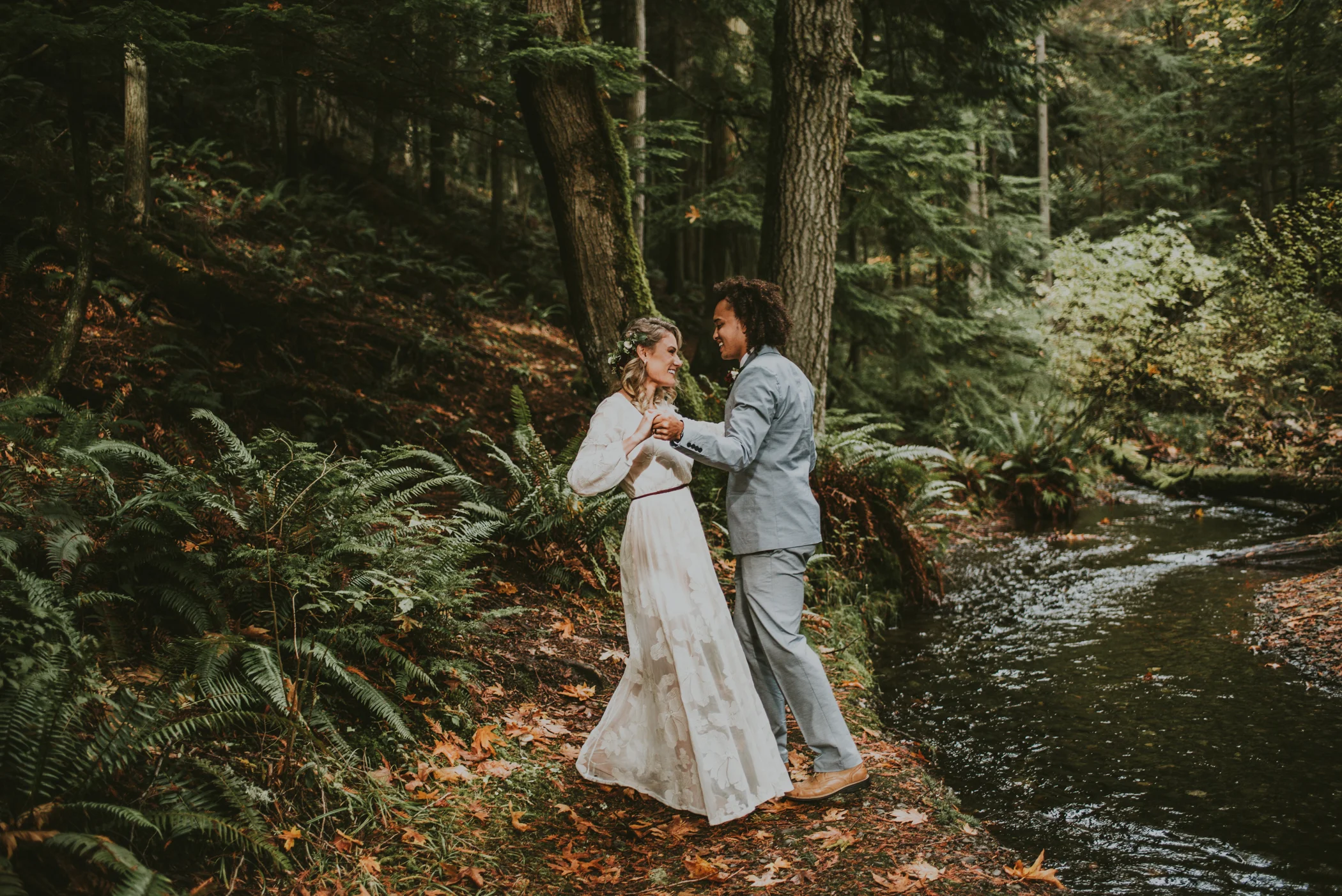 Intimate Riverside Elopement in the Forest Photographed by Big Sur Wedding Photographers Tessa Tadlock