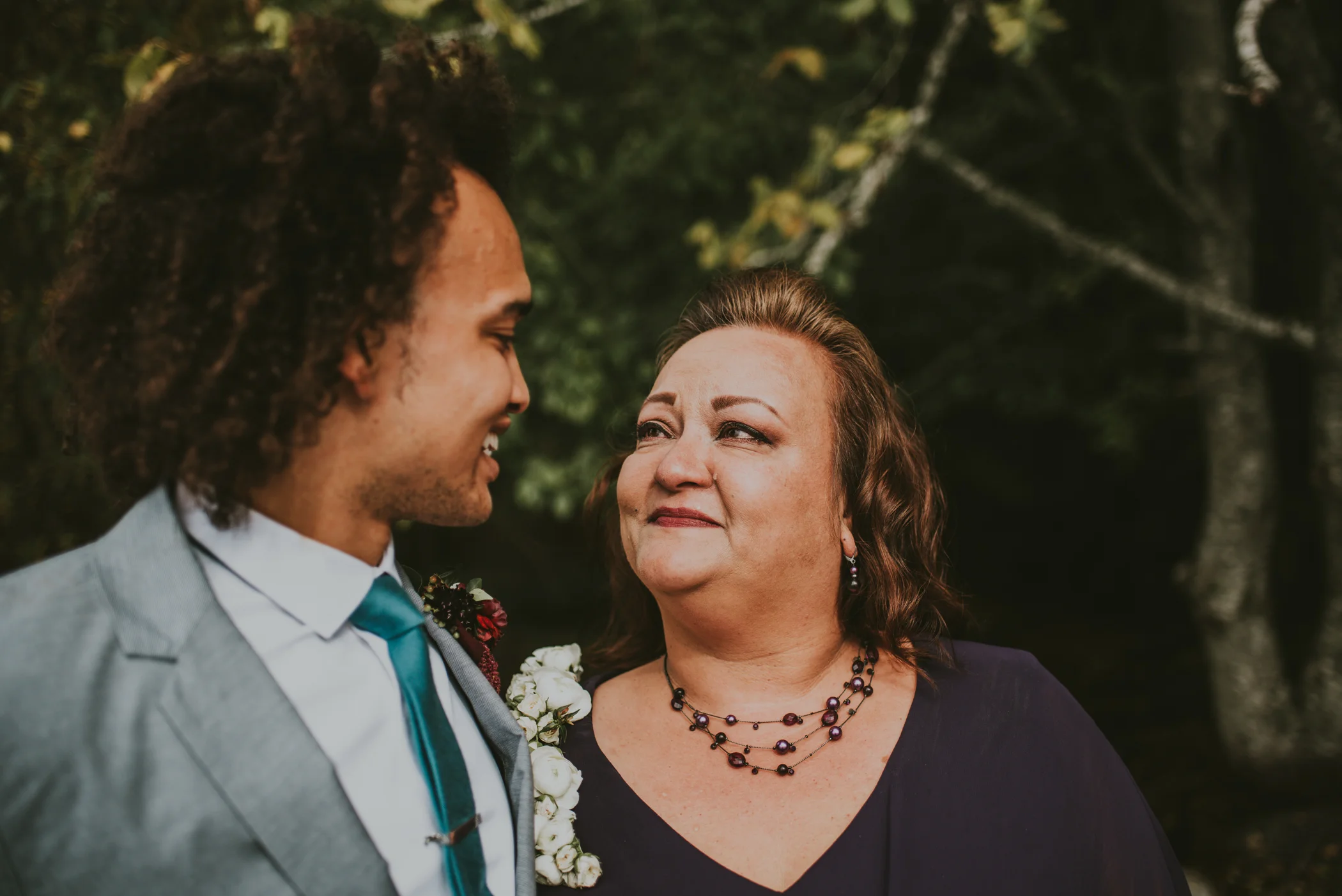 Groom &amp; Mom Share Sweet Moment before Ceremony Photographed by Big Sur Wedding Photographers Tessa Tadlock