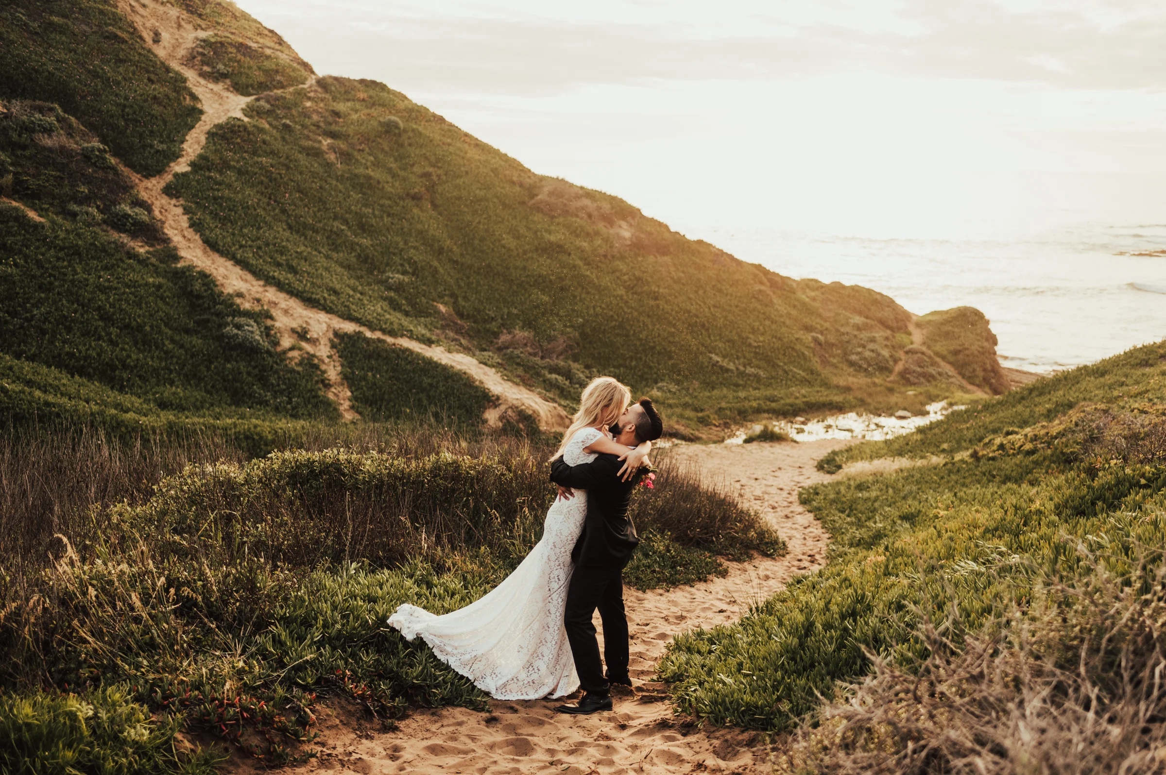 Romantic beach elopement photographed by Big Sur Wedding Photographers Tessa Tadlock 