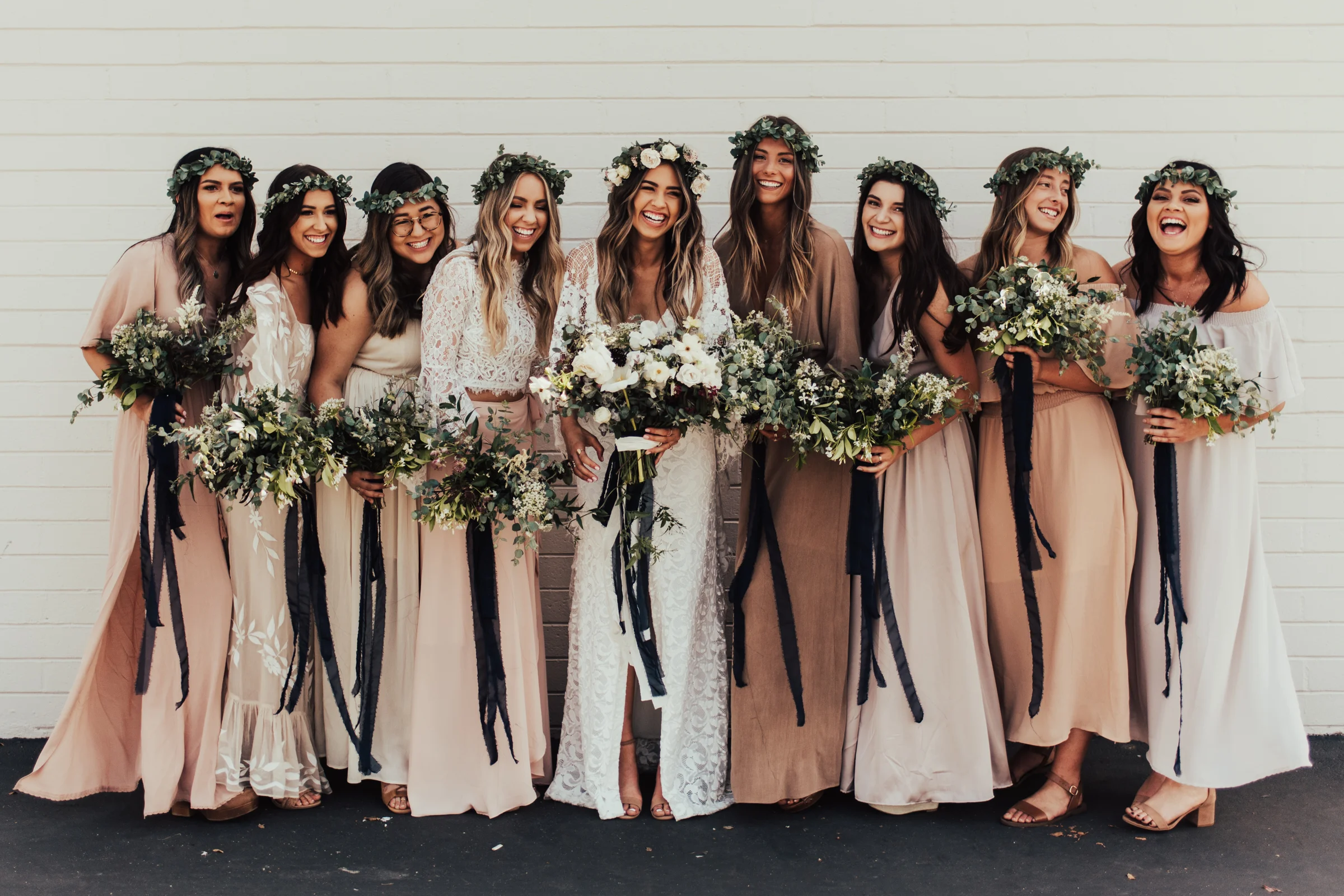 Free Spirited Bridal Party with Flower Crowns Photographed by Big Sur Wedding Photographers Tessa Tadlock 