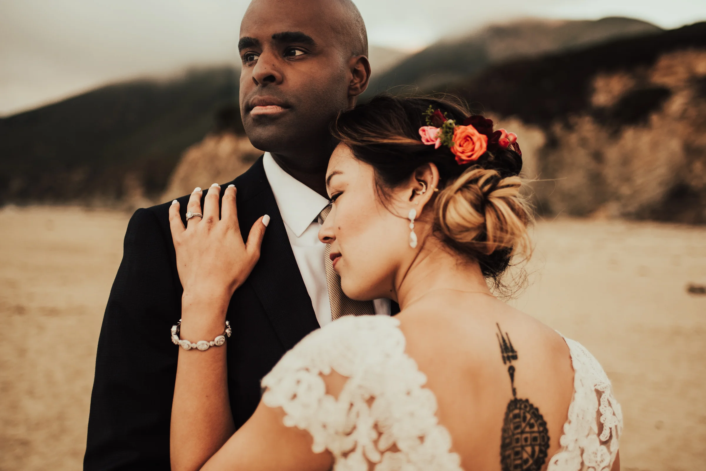 Big Sur Beach Elopement Couple Portrait Photographed by Big Sur Wedding Photographers Tessa Tadlock 