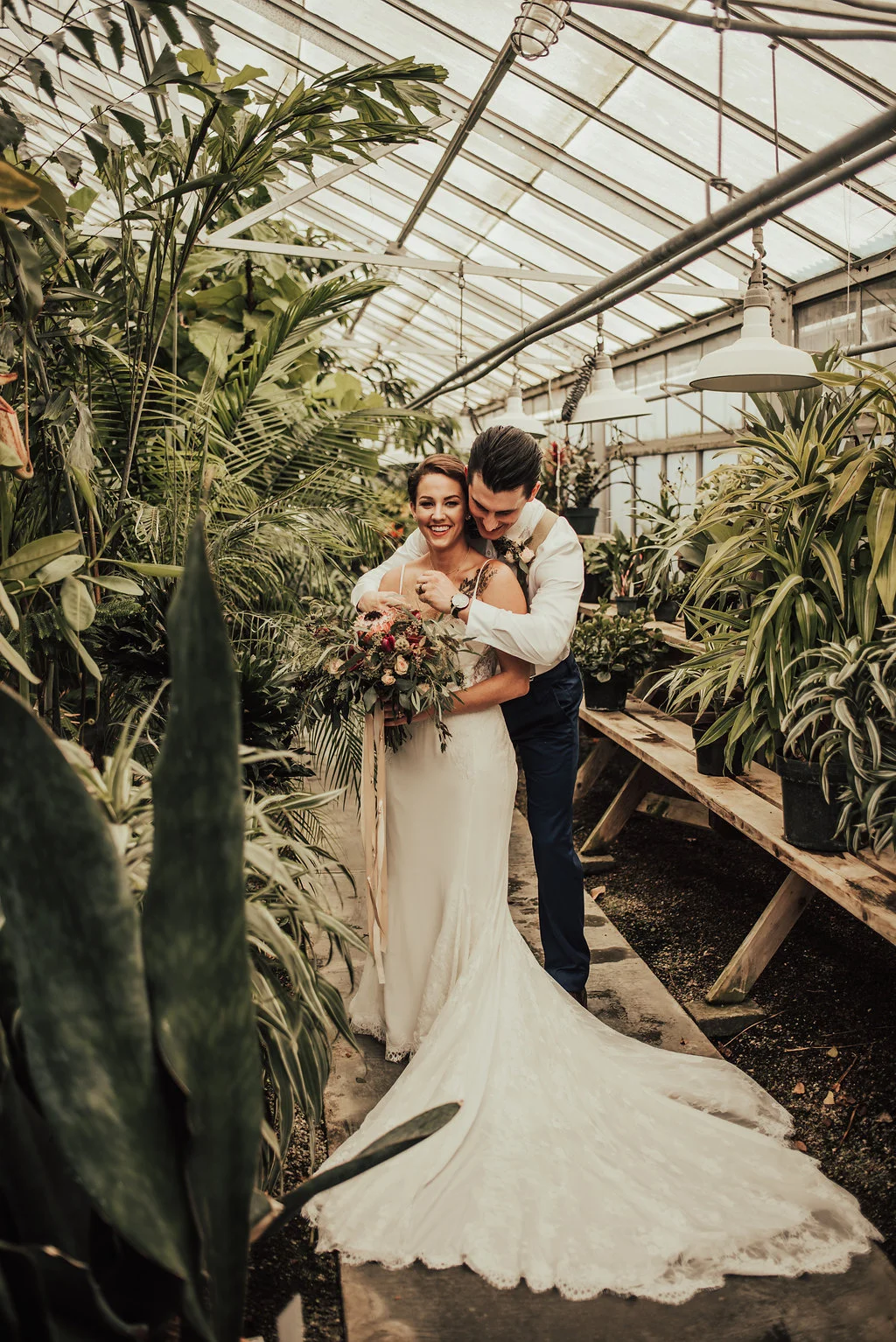 Stunning Greenhouse Portraits of Bride &amp; Groom Photographed by Big Sur Wedding Photographers Tessa Tadlock