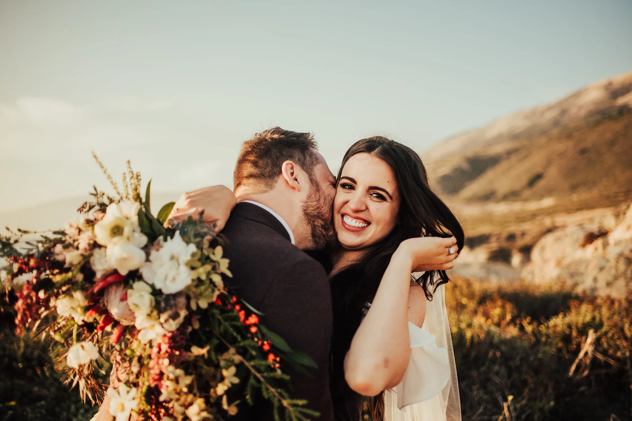 Boho Big Sur Elopement with Magical Florals Photographed by Big Sur Wedding Photographers Tessa Tadlock 