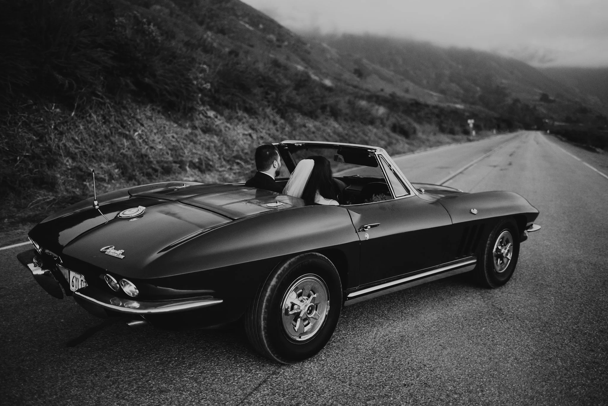 Vintage Getaway Car for a Magical Big Sur Elopement Photographed by Big Sur Wedding Photographers Tessa Tadlock