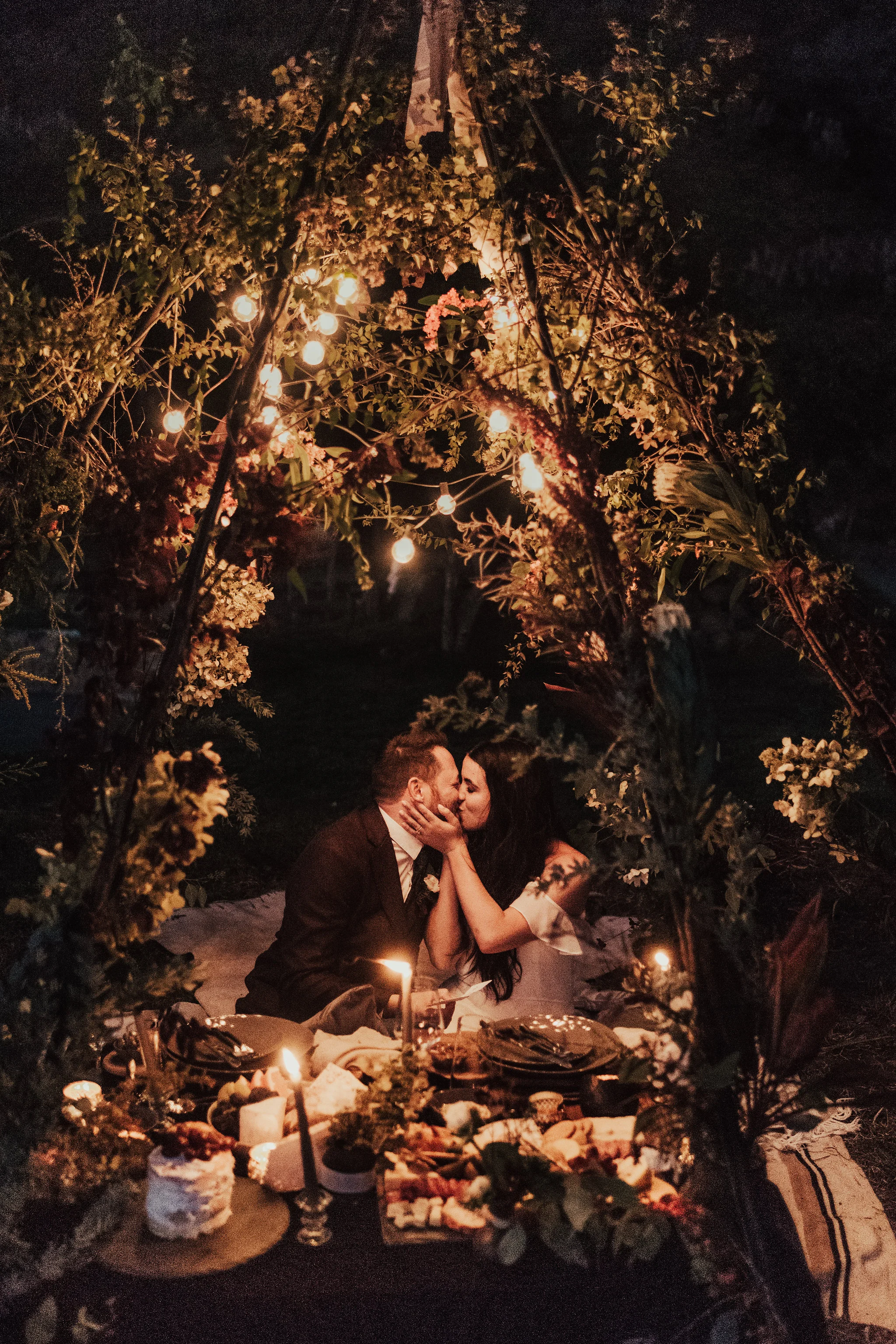 magical Teepee picnic dinner elopement photographed by Big Sur Wedding photographers Tessa Tadlock  