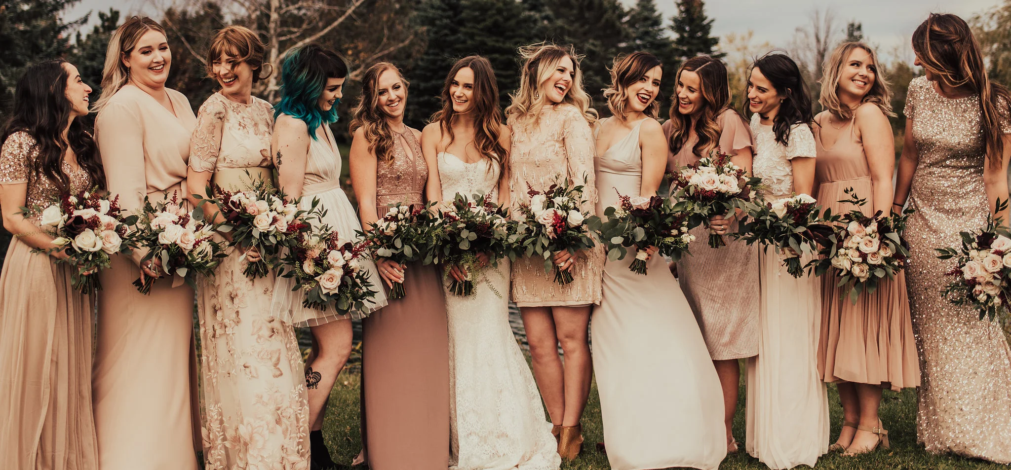 Free Spirited Bridal Party with Boho Florals &amp; Blush Tones Photographed by Big Sur Wedding Photographers Tessa Tadlock