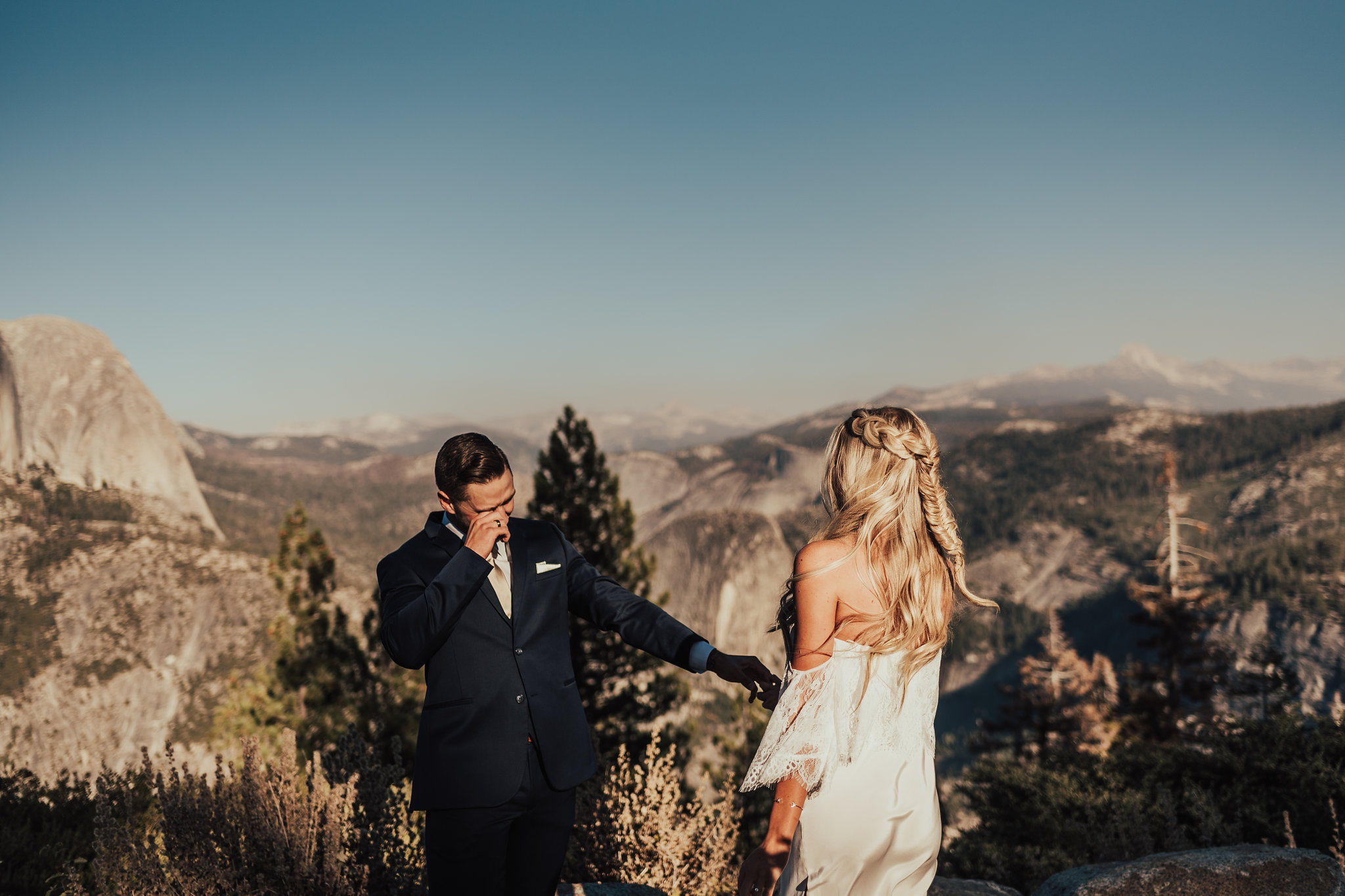 Emotional First Look at Yosemite Elopement Photographed by Big Sur Wedding Photographers Tessa Tadlock 