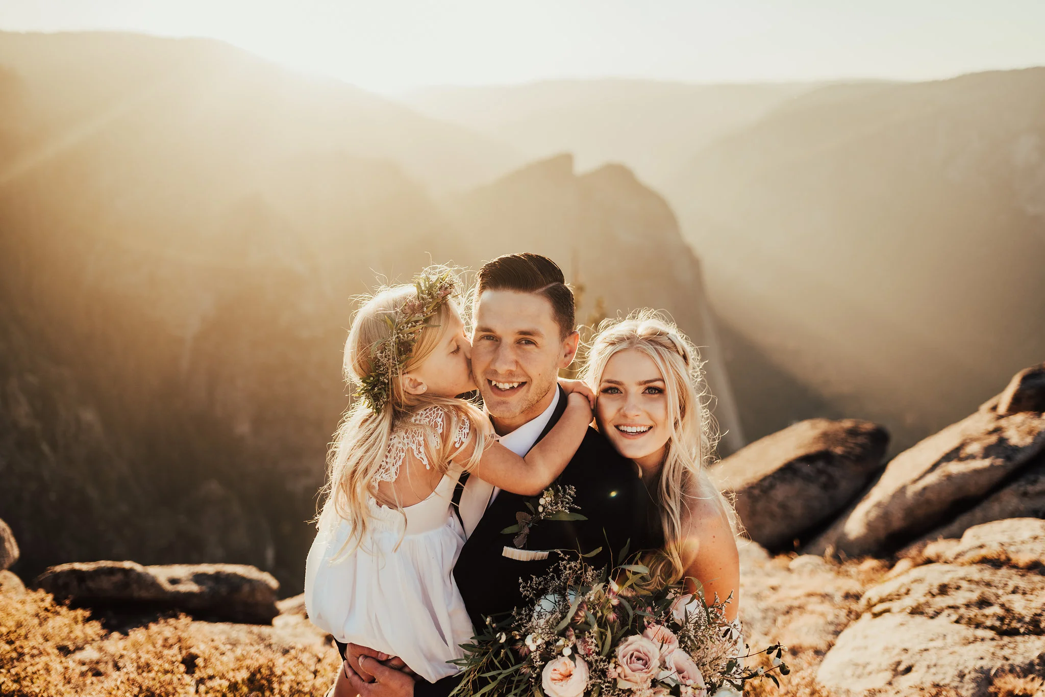 Yosemite Elopement Family Portrait at Sunset Photographed by Big Sur Wedding Photographers Tessa Tadlock 