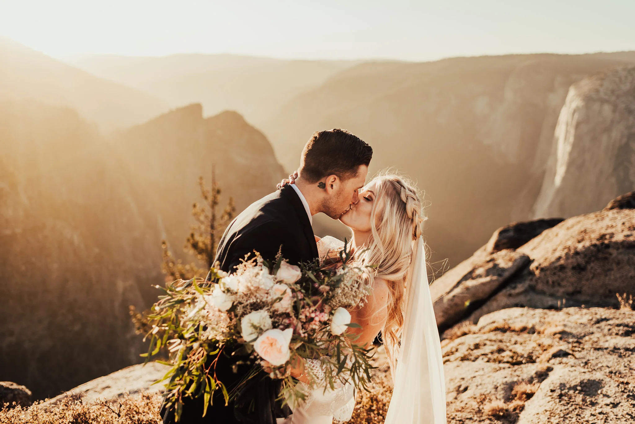 Romantic Sunset Yosemite Elopement Portraits Photographed by Big Sur Wedding Photographers Tessa Tadlock 