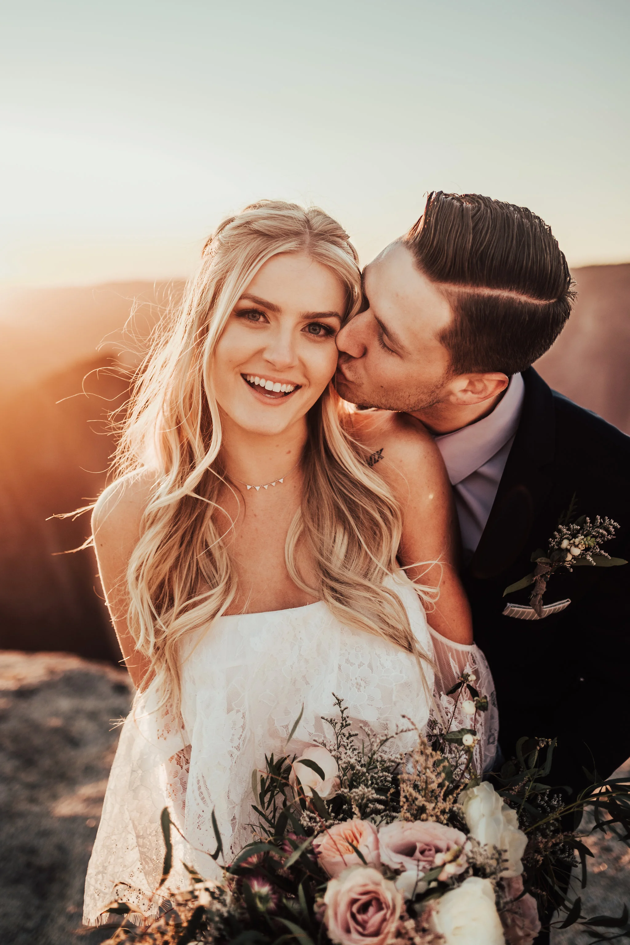 Golden Sunset Portraits Yosemite Elopement Photographed by Big Sur Wedding Photographers Tessa Tadlock 