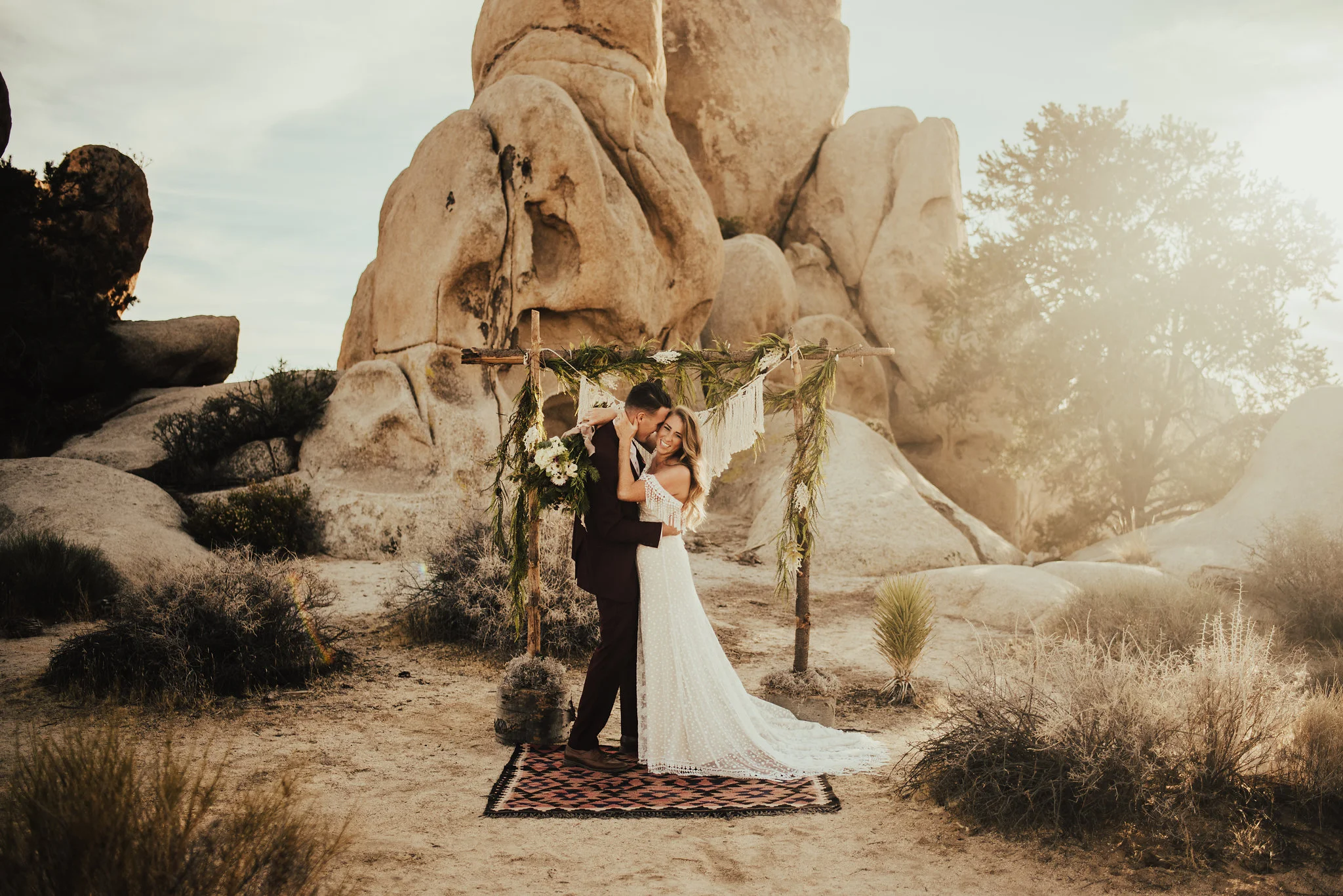 Boho Minimalist Elopement in Joshua Tree Photographed by Big Sur Wedding Photographers Tessa Tadlock 