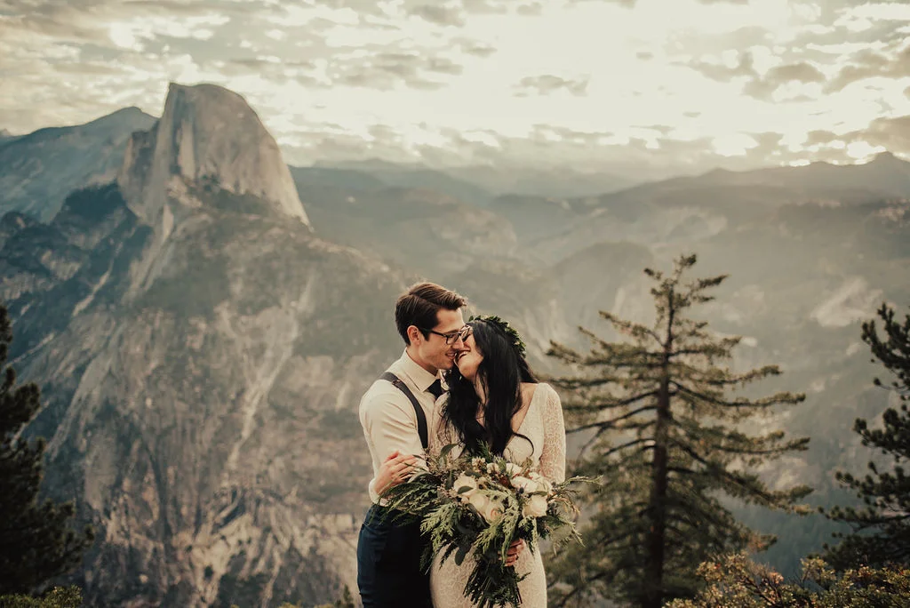Half Dome couple portraits at Yosemite National Park photographed by Big Sur Wedding Photographers Tessa Tadlock 