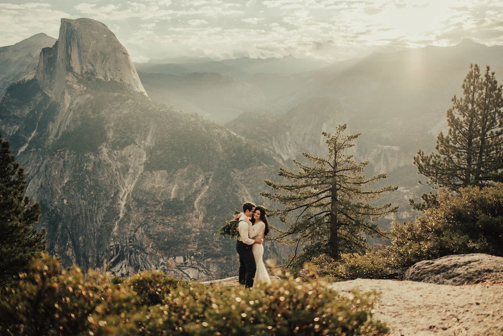 Elopement portraits at Yosemite with boho bride &amp; groom photographed by Big Sur Wedding Photographers Tessa Tadlock
