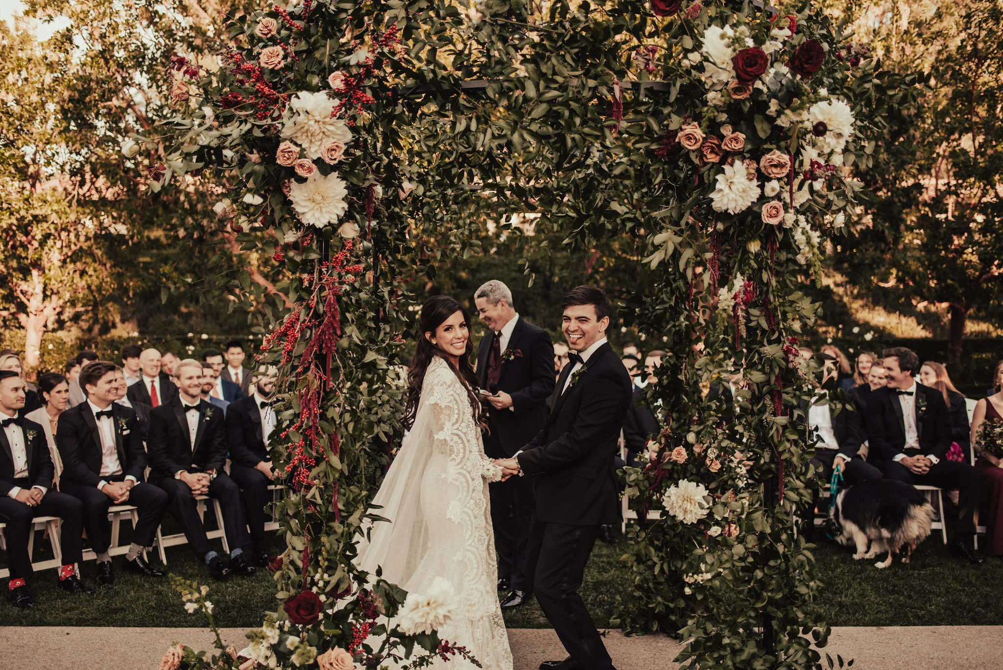 Unique California Wedding Ceremony with Stunning Florals photographed  by Big Sur Wedding Photographers Tessa Tadlock 