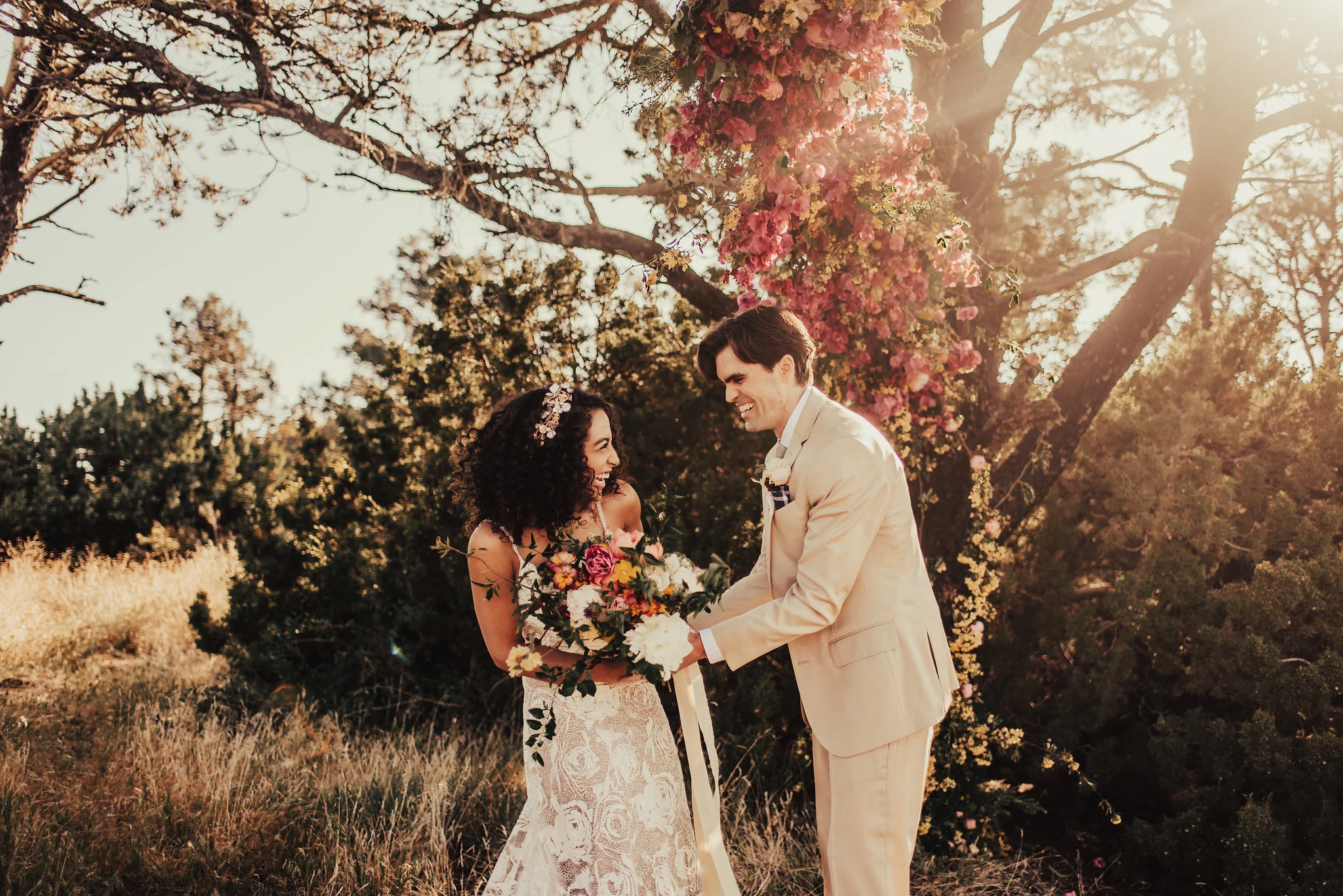 Modern Fairytale Elopement with Blooming Flower Arch Photographed by Big Sur Wedding Photographers Tessa Tadlock