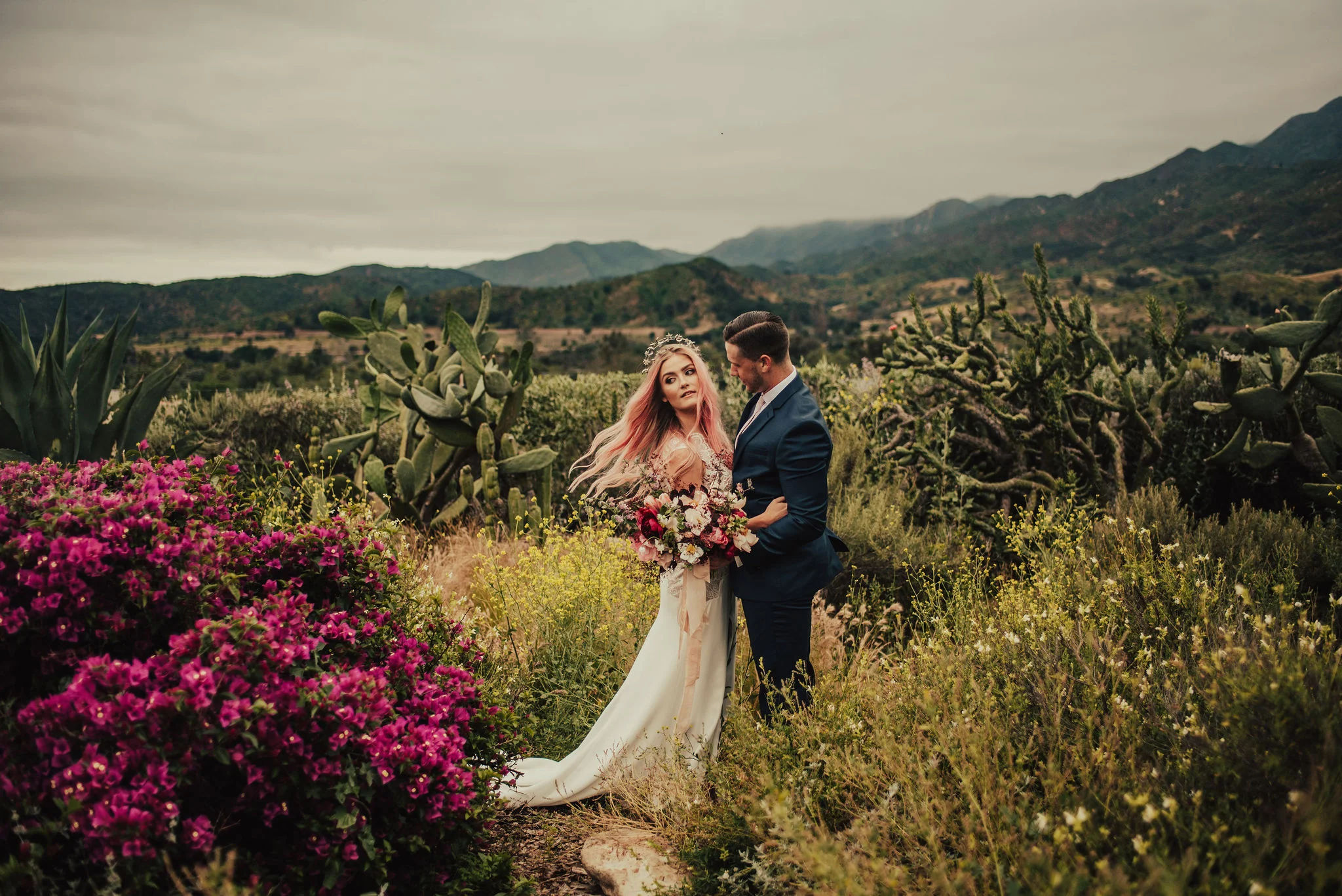 Boho Ojai Elopement with Wildflowers and Mountain Views Photographed by Big Sur Wedding Photographers Tessa Tadlock 