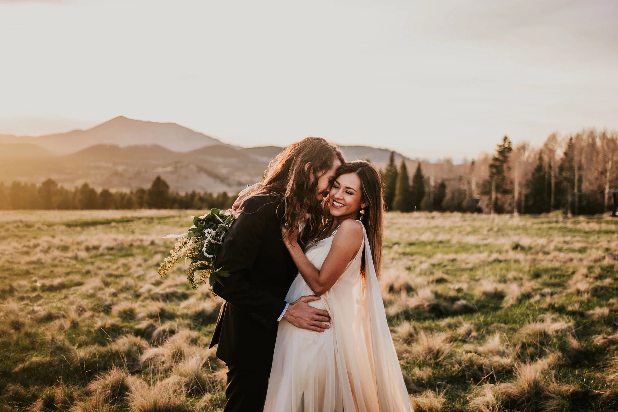 Free-Spirited Mountain Elopement with Boho Wedding Dress Photographed by Big Sur Wedding Photographers Tessa Tadlock 
