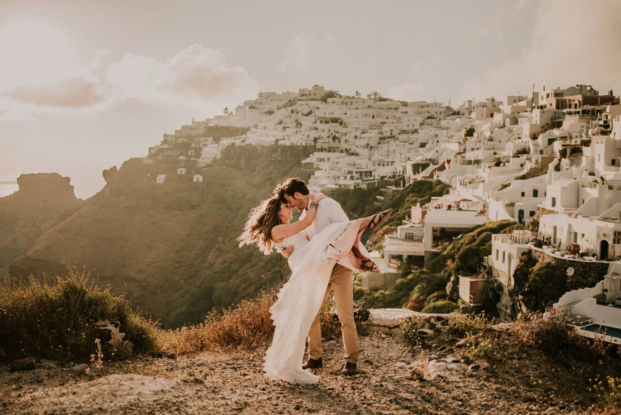 Greece elopement with stunning island views photographed by Big Sur wedding photographers Tessa Tadlock