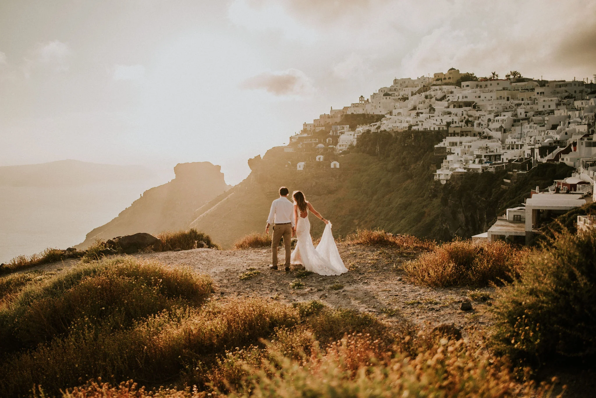 Golden Hour Greece Elopement Portraits photographed by Big Sur wedding photographers Tessa Tadlock