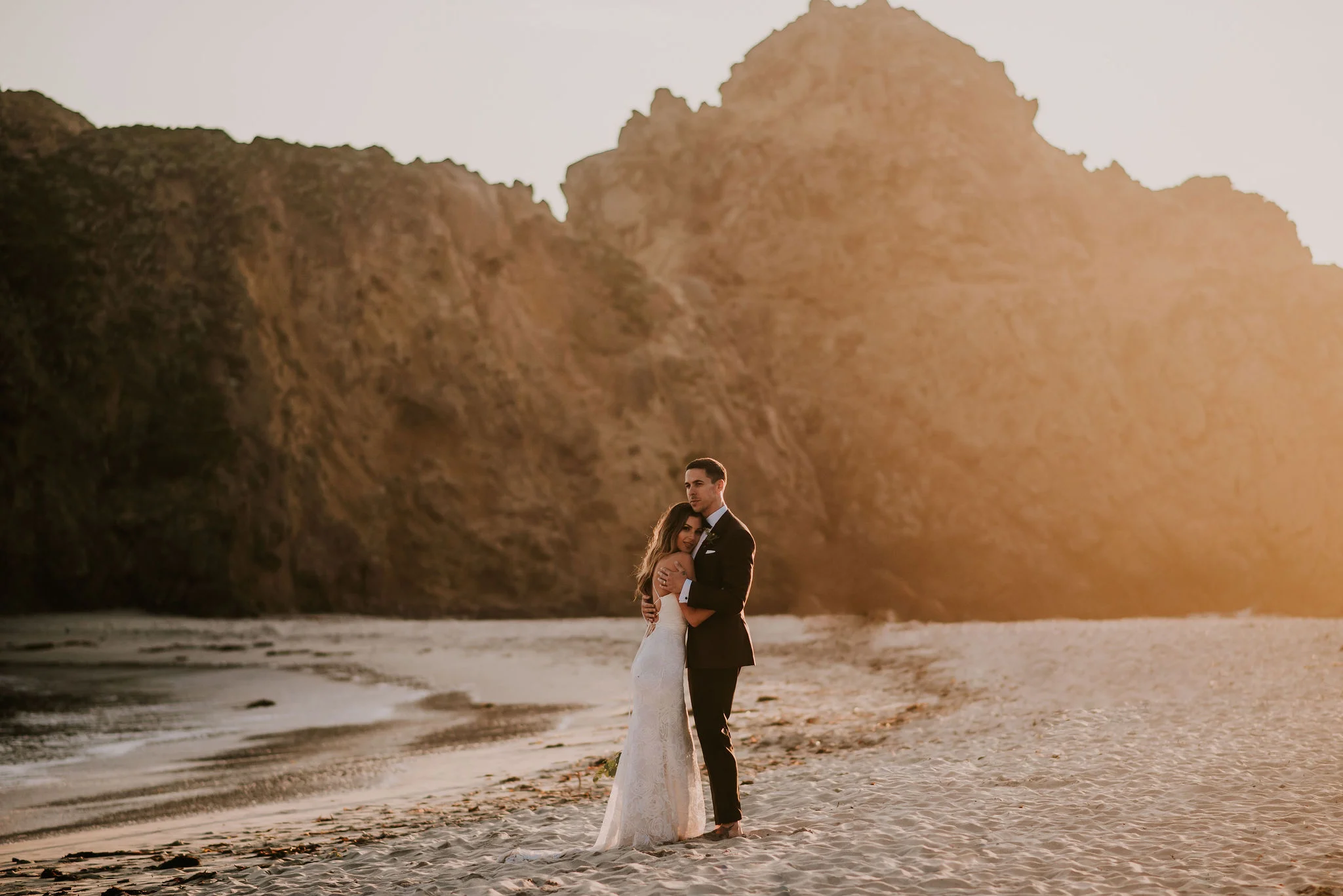Dreamy Big Sur Elopement Portraits of Bride &amp; Groom photographed by Big Sur wedding photographers Tessa Tadlock