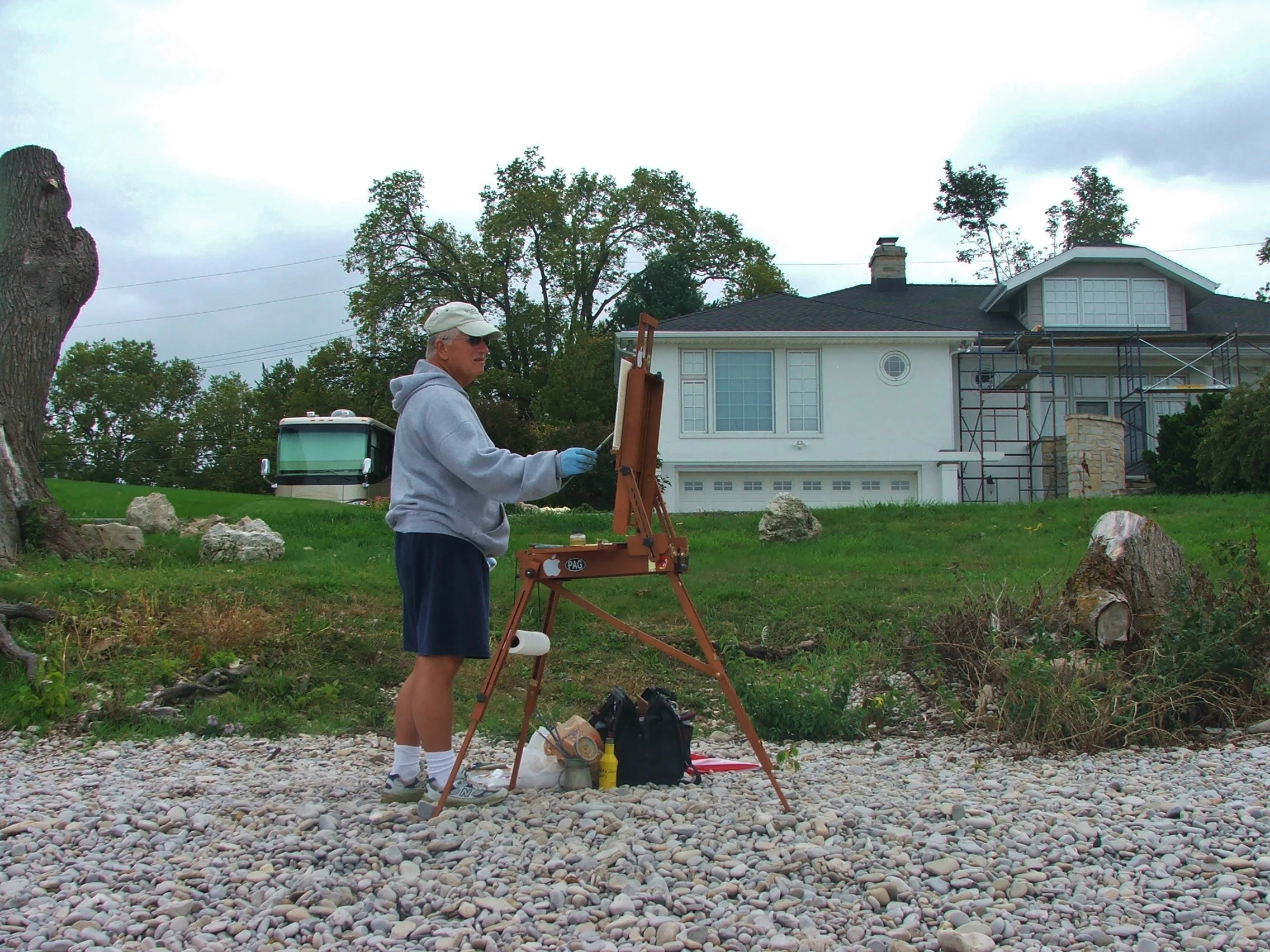 Dave Works in Oil - Catawba Islan Cliffs - Lake Erir