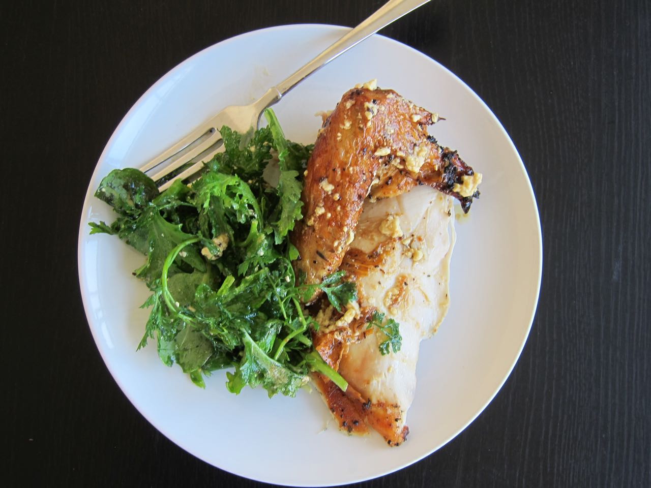 Feta Brined Roast Chicken and Greens