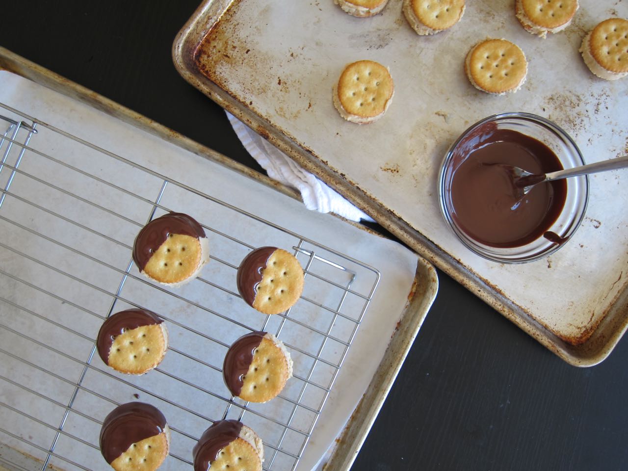 Chocolate Dipped Ritz Ice Cream Sandwiches